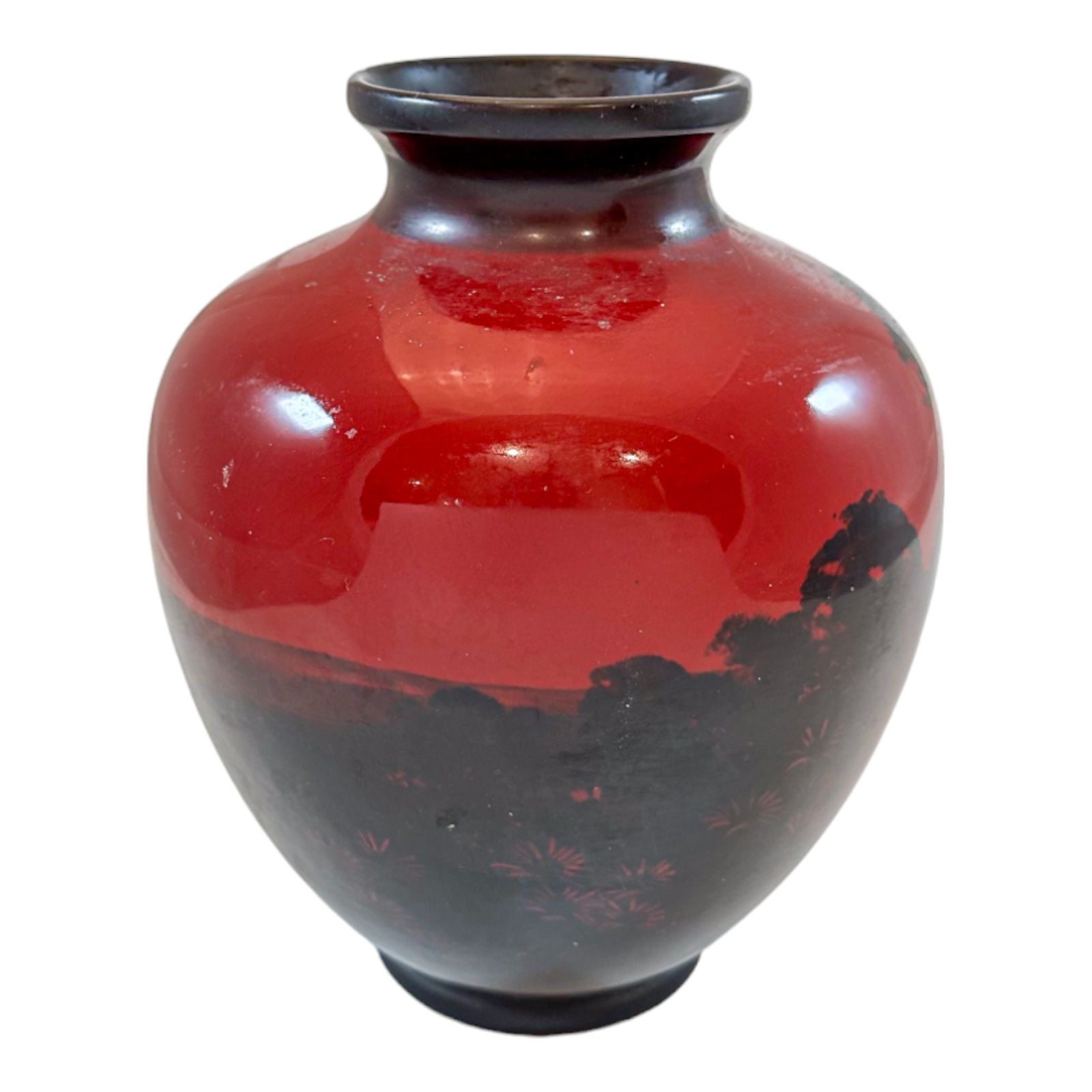 Art Deco Pair Red Flambe Folk Porcelain Urns Vases, Charles Noke, Royal Doulton photo Home Decor