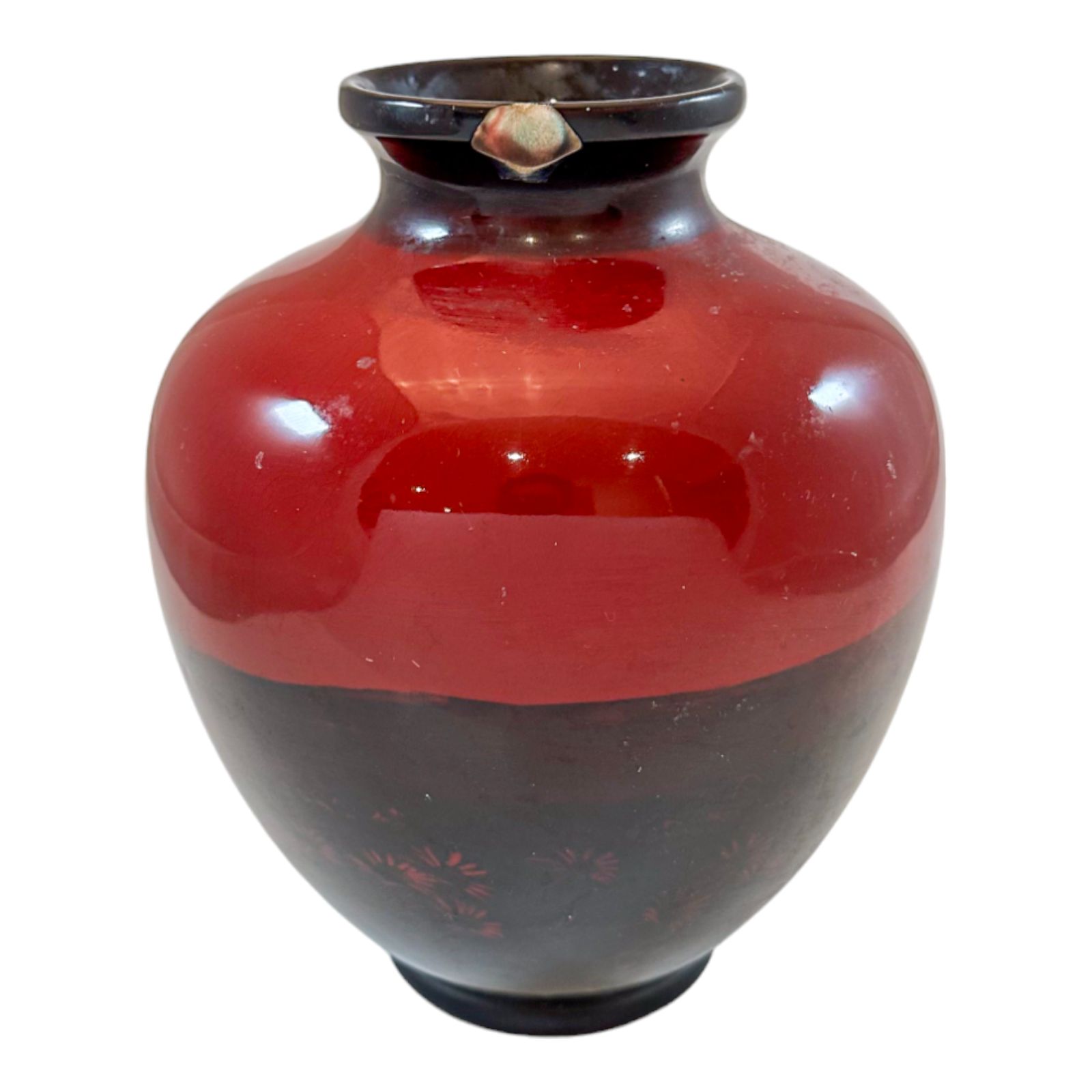 Art Deco Pair Red Flambe Folk Porcelain Urns Vases, Charles Noke, Royal Doulton photo 200.0
