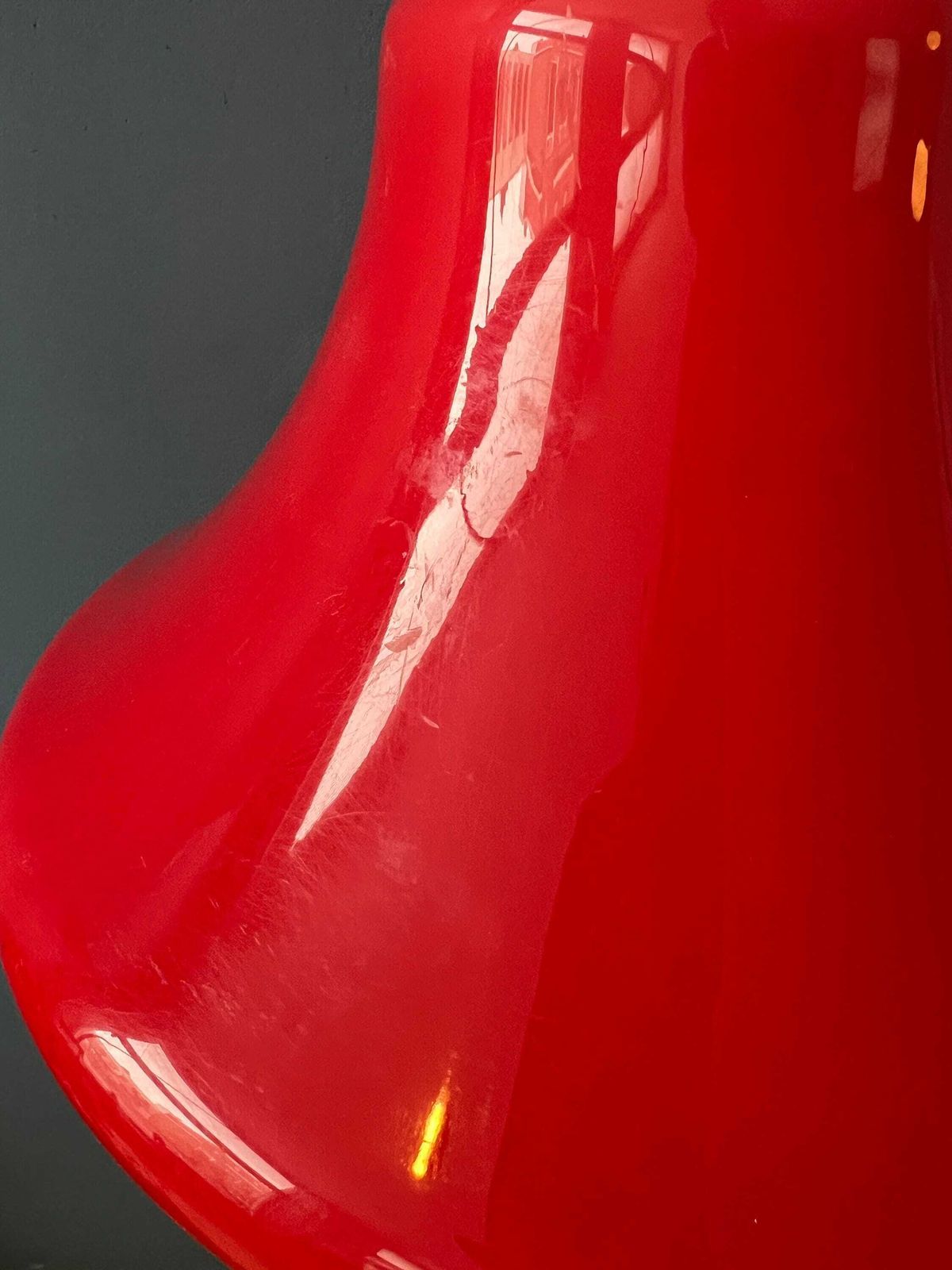 photo for sale Rode Space Age Hanglamp Van Plexiglas Met Chromen Afdekking