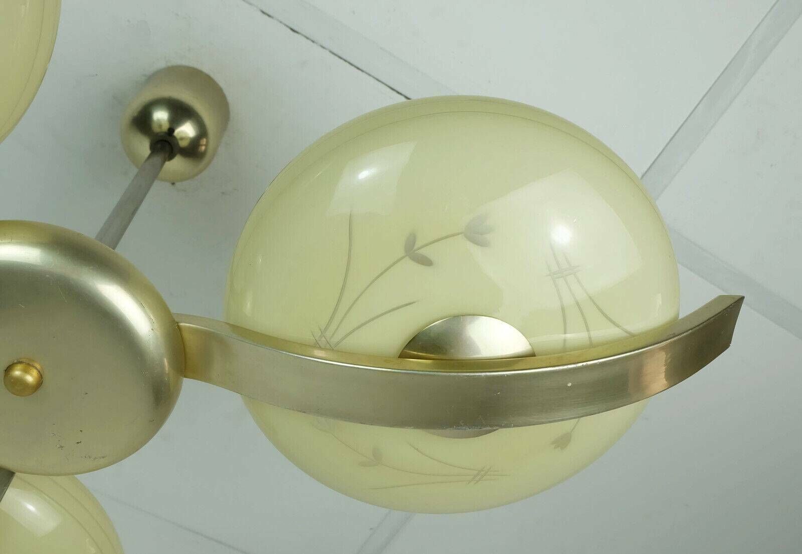 Art Deco Ceiling With 3 Glass Lampshades 1930s 40s Glass And Metal Avant Garde Design From The 30s photo furniture