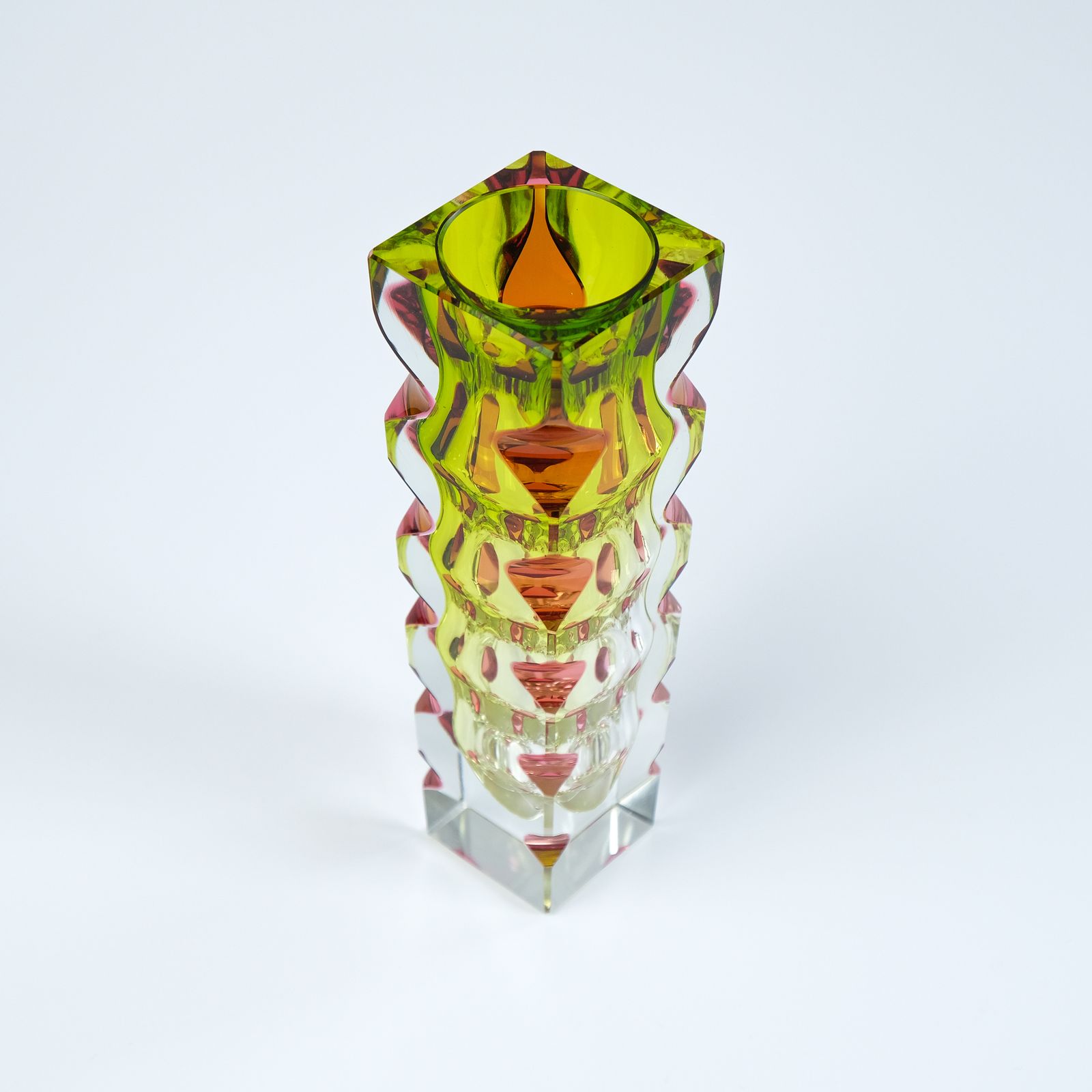 Oldrich Lipsky Cased & Cut Glass Vase For Novy Bor Exbor, Czechoslovakia C.1964 photo furniture