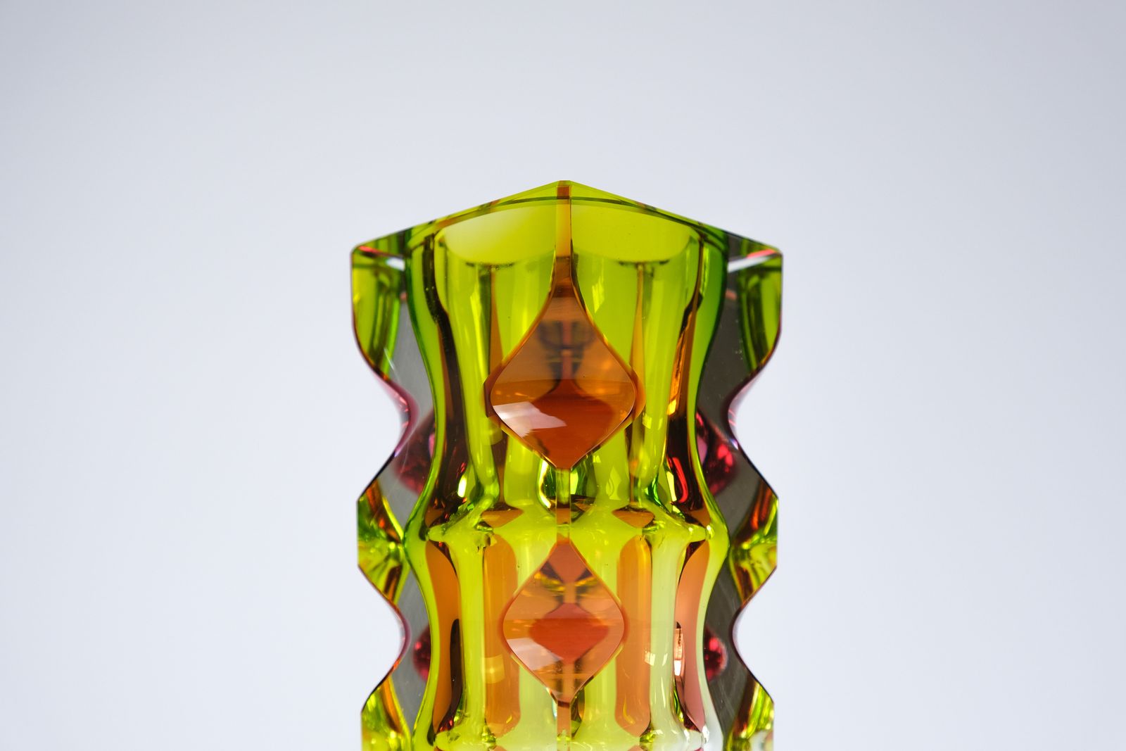 Oldrich Lipsky Cased & Cut Glass Vase For Novy Bor Exbor, Czechoslovakia C.1964 photo buy