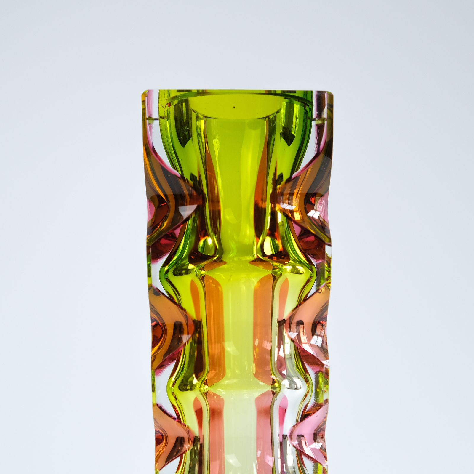 Home Decor Oldrich Lipsky Cased & Cut Glass Vase For Novy Bor Exbor, Czechoslovakia C.1964 photo