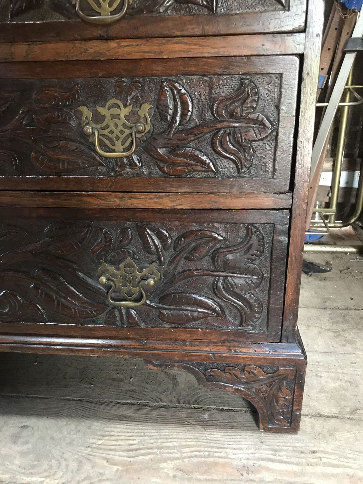 photo buy Early 19th Century Hand Carved Oak Bureau/ Drawers .