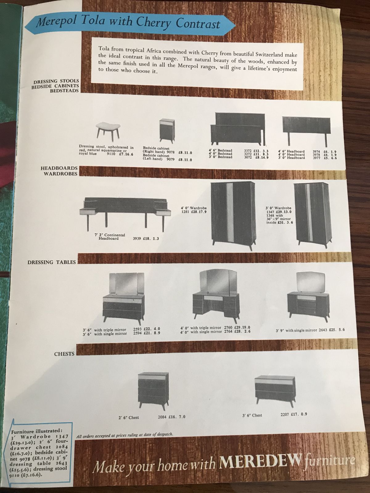 photo buy Mid Century Set Of Meredew Bedroom Furniture From 1960’s.  Chest Of Drawers And Dressing Table
