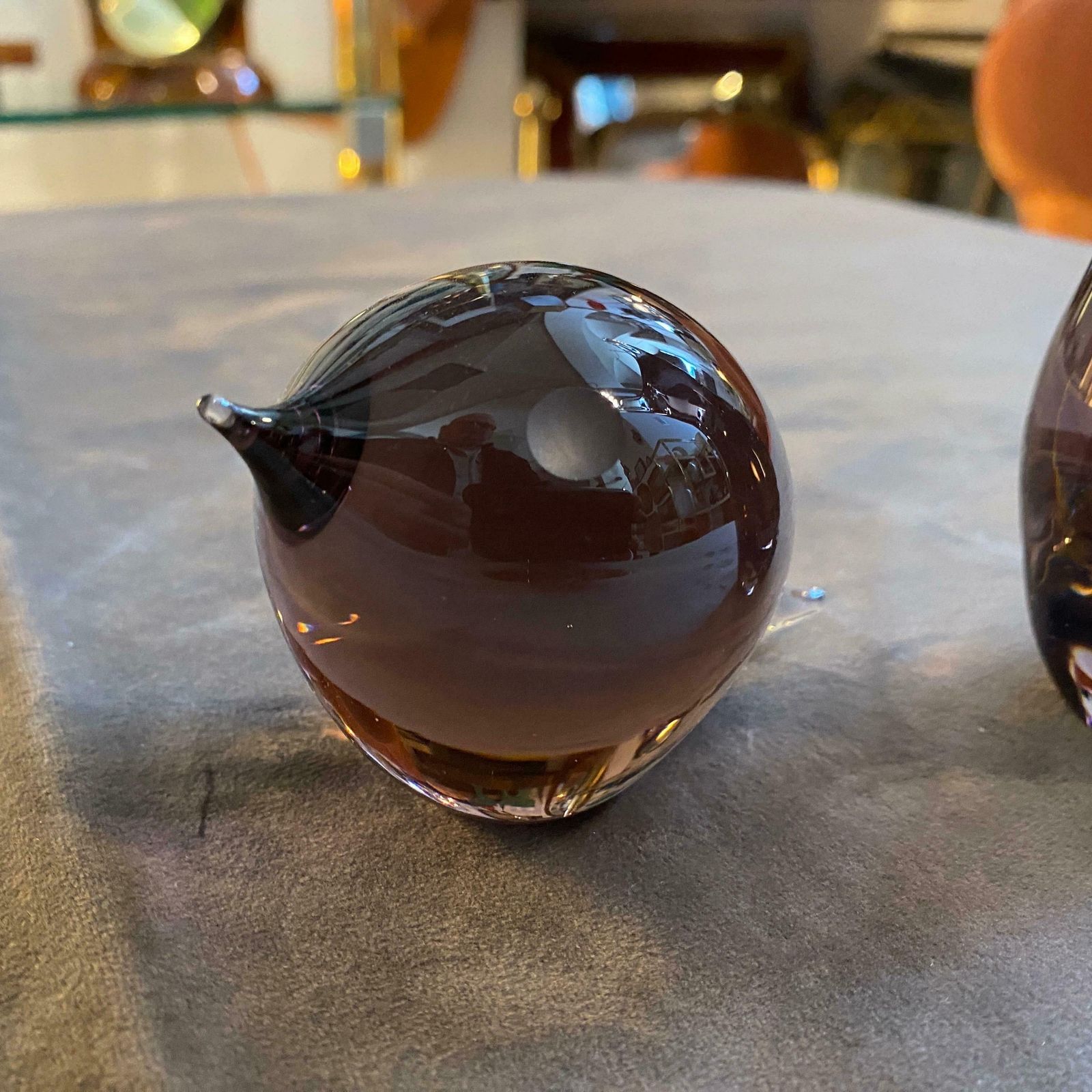 1980s Modernist Purple Zeleznybrod Glass Figure Of A Bird And A Fox By M. Janku photo Home Decor