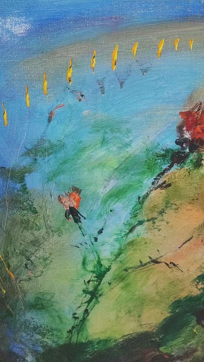 Work By Ernesto Treccani, Oil On Canvas, Rose Of Love photo for sale