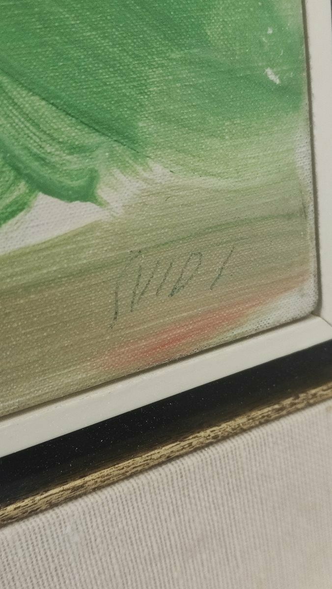 Work By Virgilio Guidi, Oil On Canvas From 1969, Meeting photo for sale