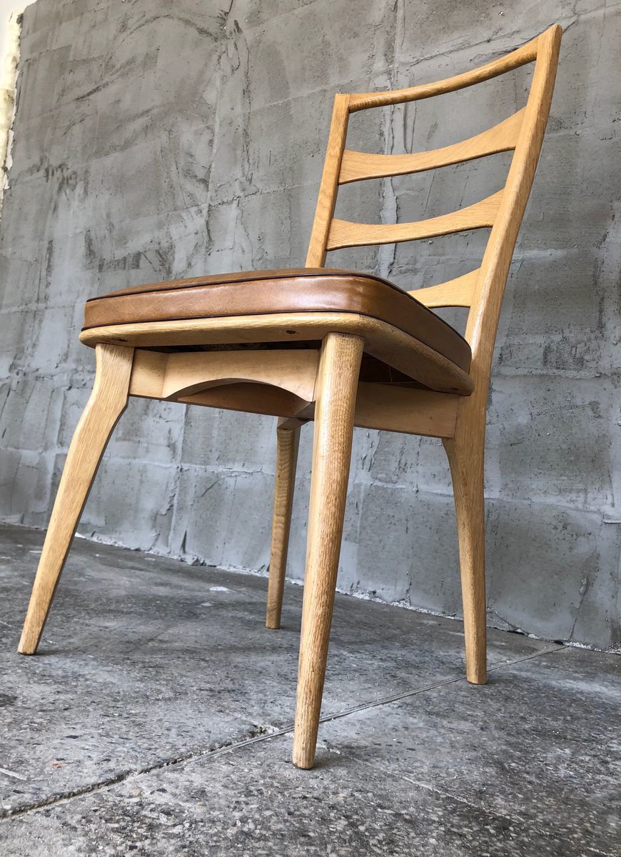 Art Deco French Oak Dining Chairs By Gaston Poisson, Set Of 5 photo vinterior