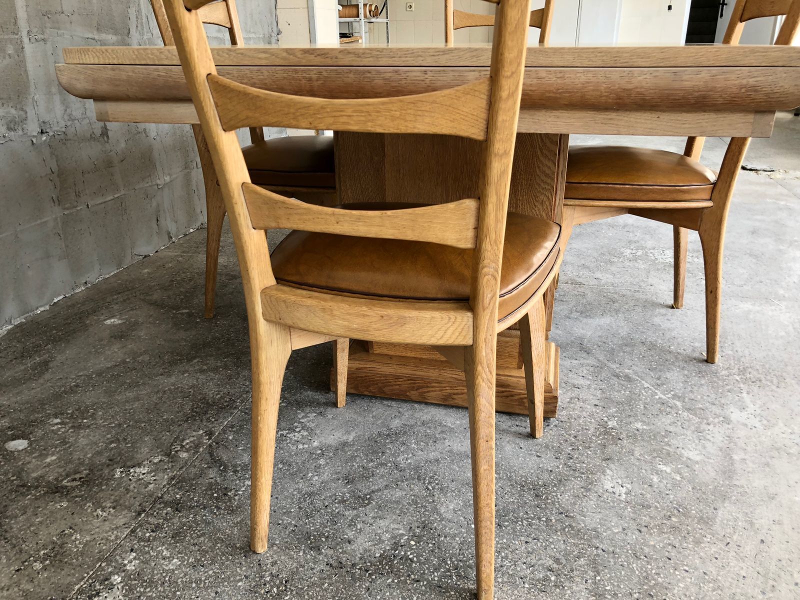 1120.0 Art Deco French Oak Dining Chairs By Gaston Poisson, Set Of 5 photo