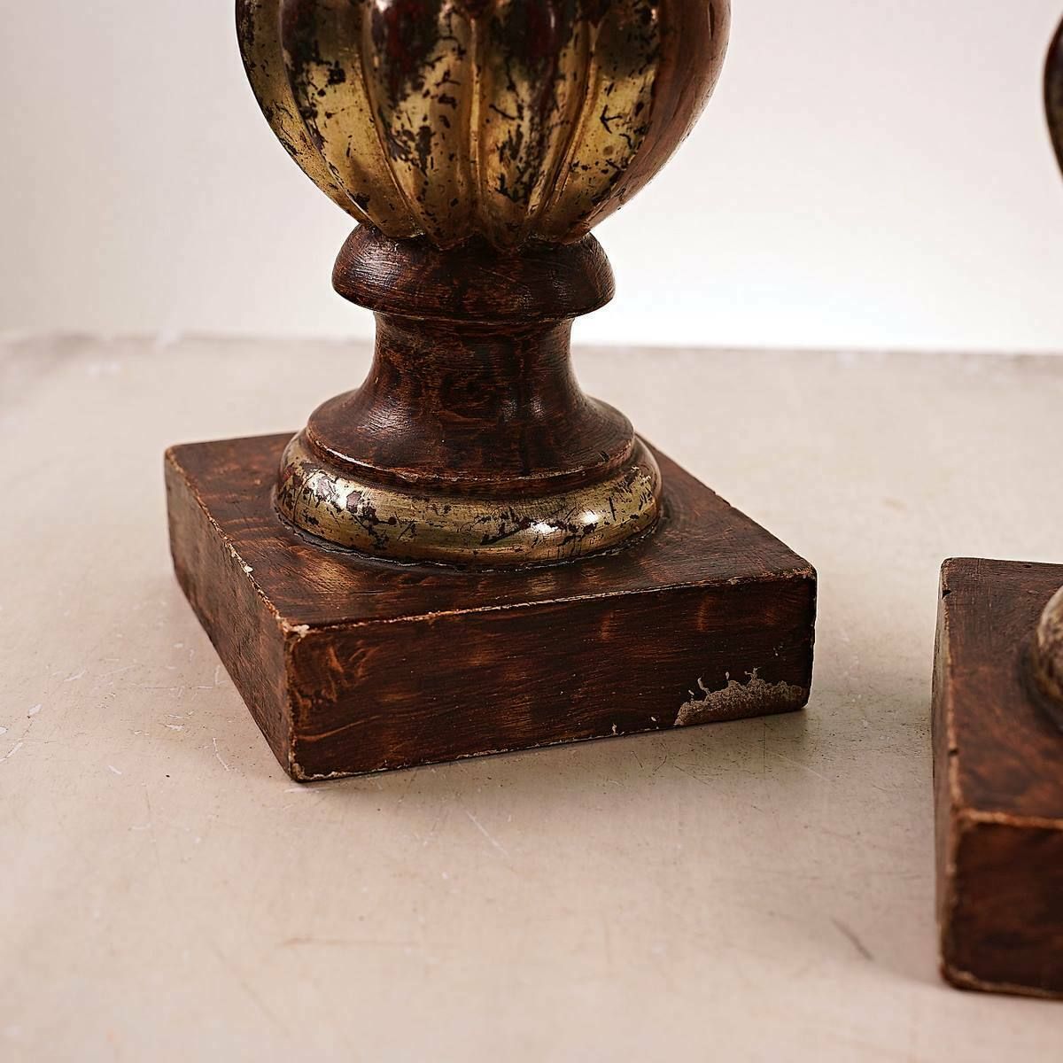Pair Of Antique Wooden Candle Holders photo Home Decor