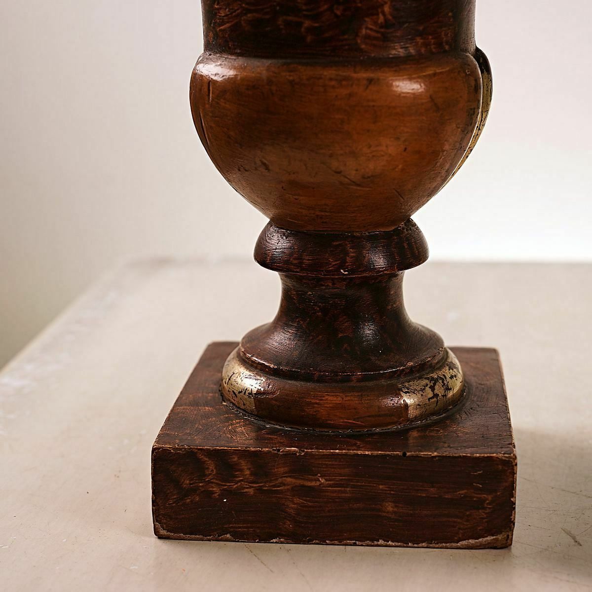 Pair Of Antique Wooden Candle Holders photo vintage