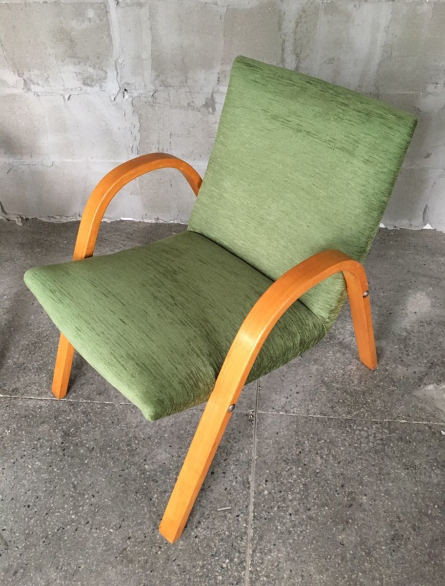 Mid Century French Bentwood Lounge Chairs By Hugues Steiner, Set Of 2 photo 2010.0