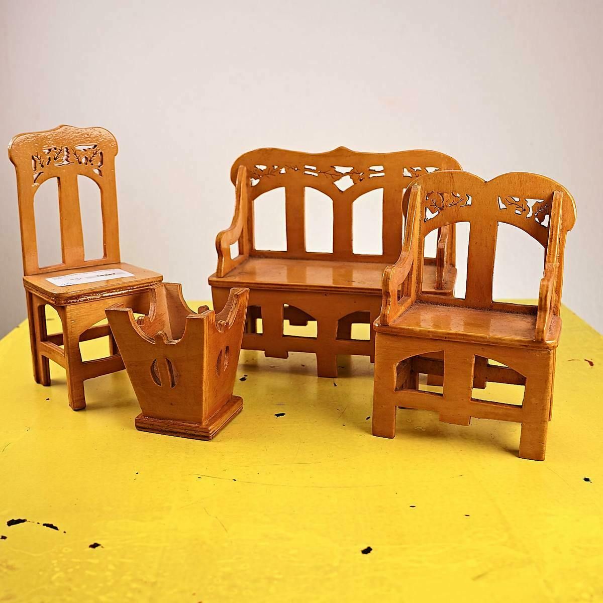 Vintage Wooden Doll Lounge, 4 Pieces