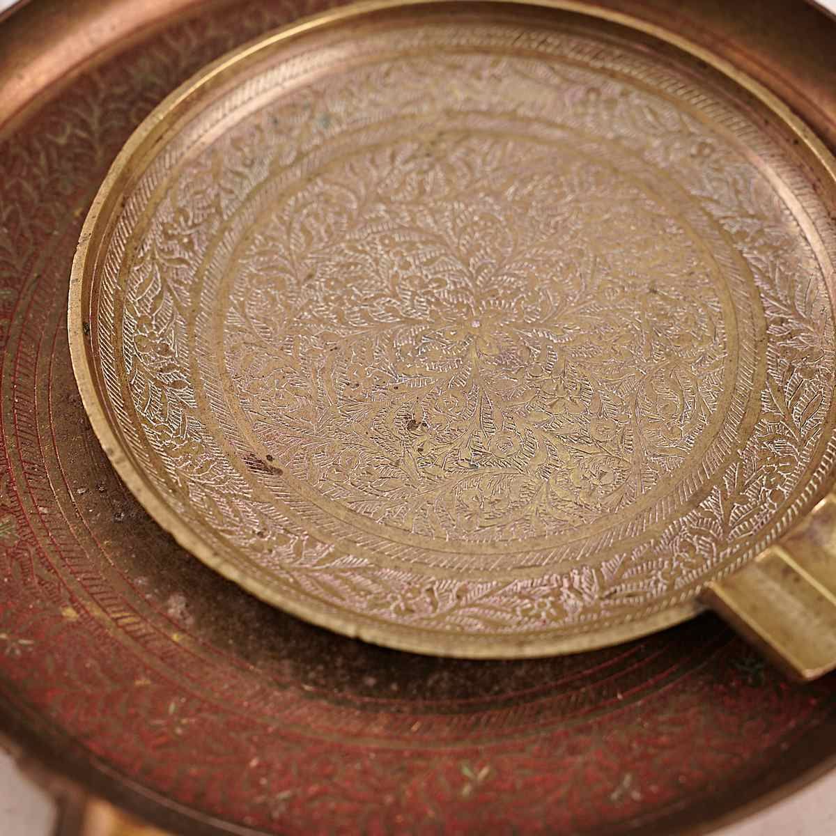 Pair Of Engraved Vintage Indian Metal Ashtrays photo buy