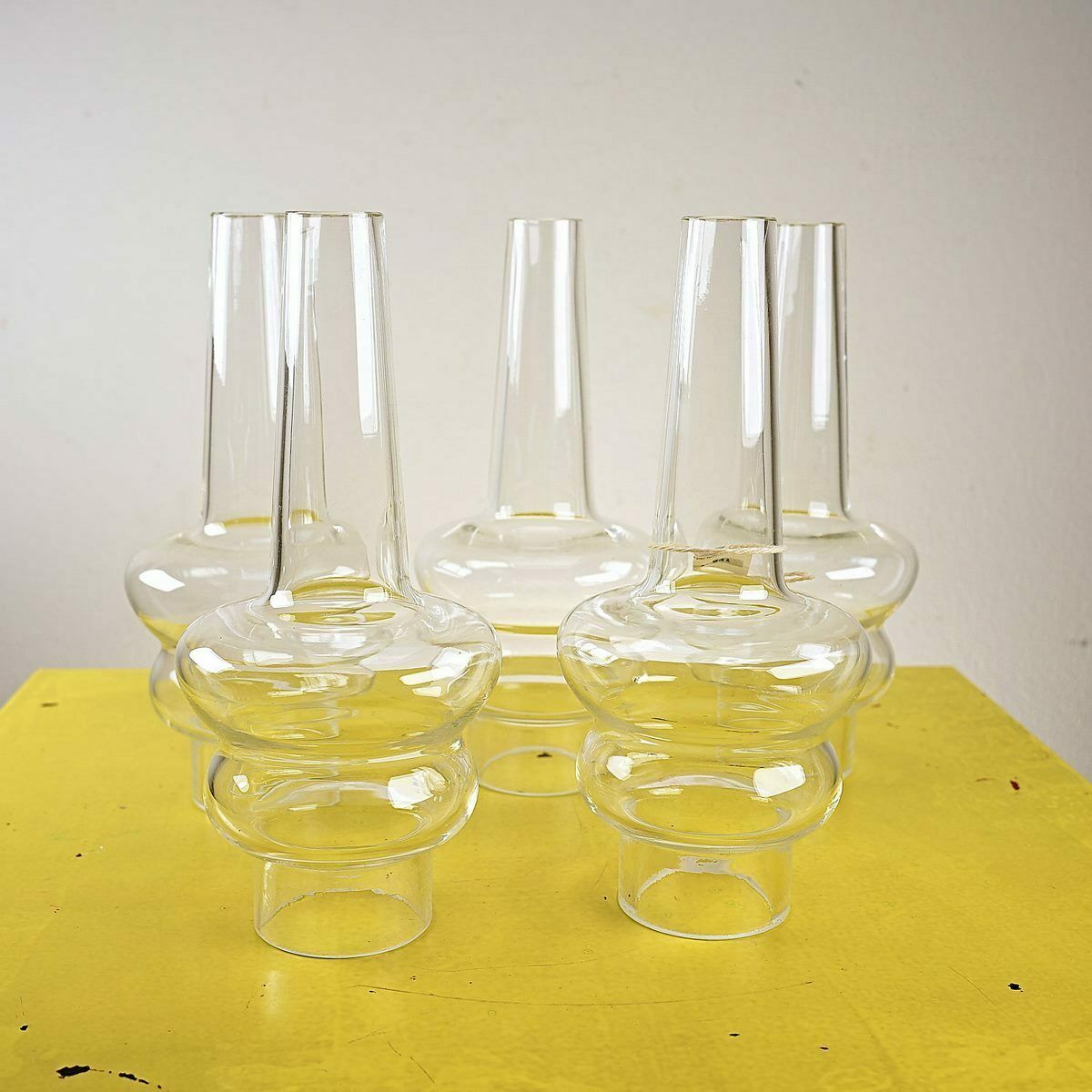 Lot Of 5 Vintage Glasses For Oil Lamps