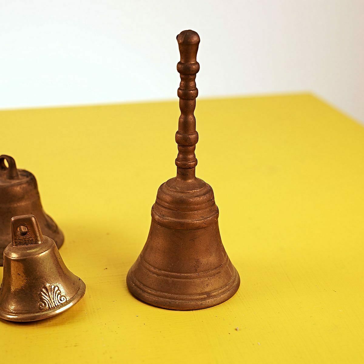 62.0 Vintage Metal Bells, 4 Pieces, 1800s photo