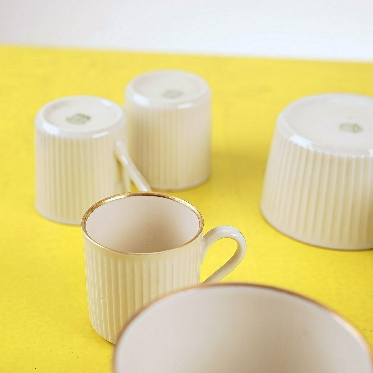 Set Of 5 Cups, Three Cups, 10 Saucers In Vintage Laveno Porcelain, Verban photo 80.0
