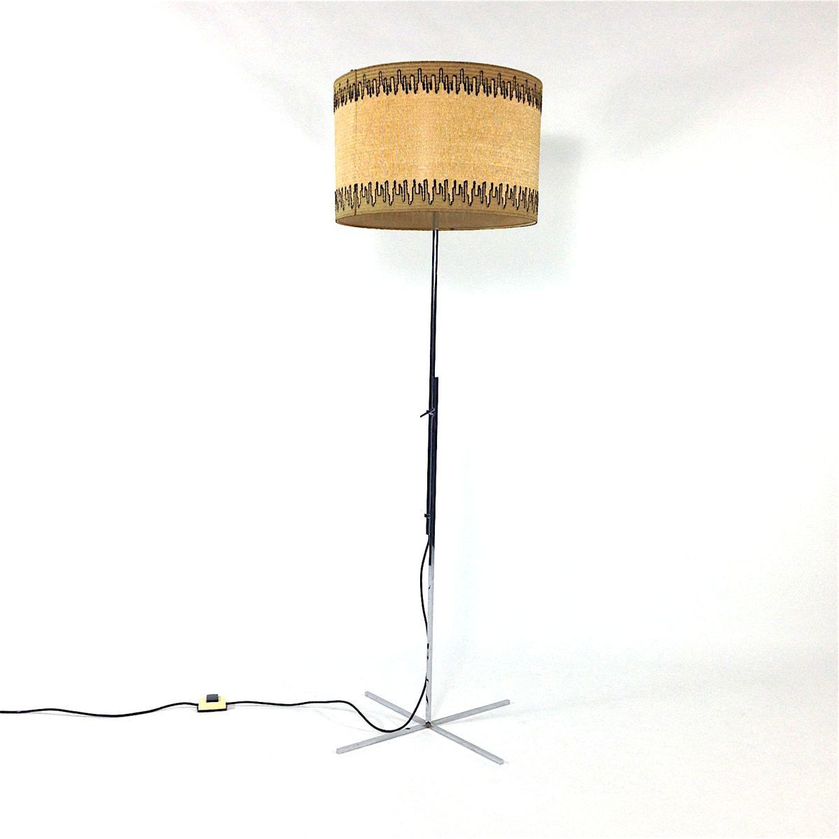 Mid Century Chrome & Fabric Floor Lamp