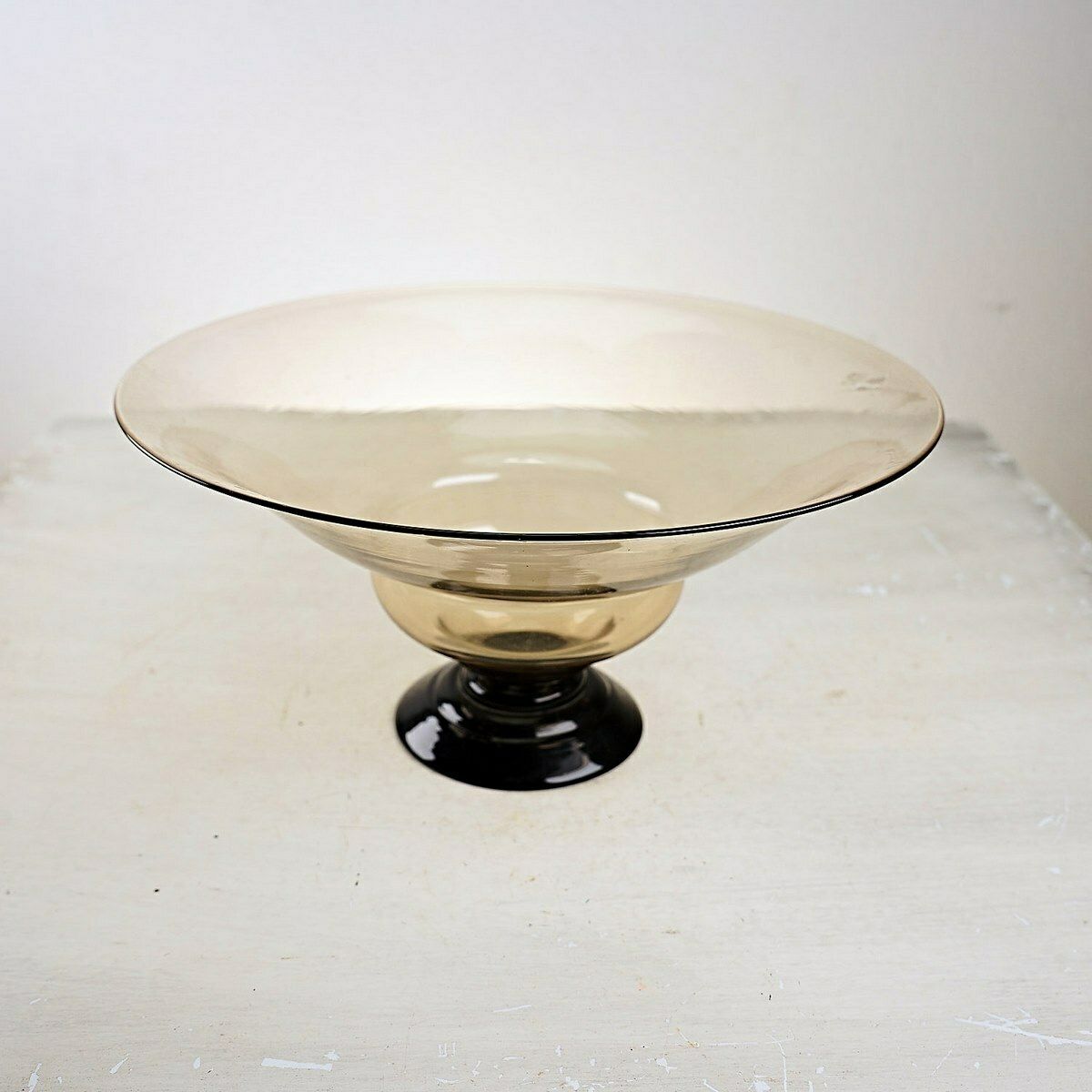Handmade Vintage Glass Centerpiece With Black Base
