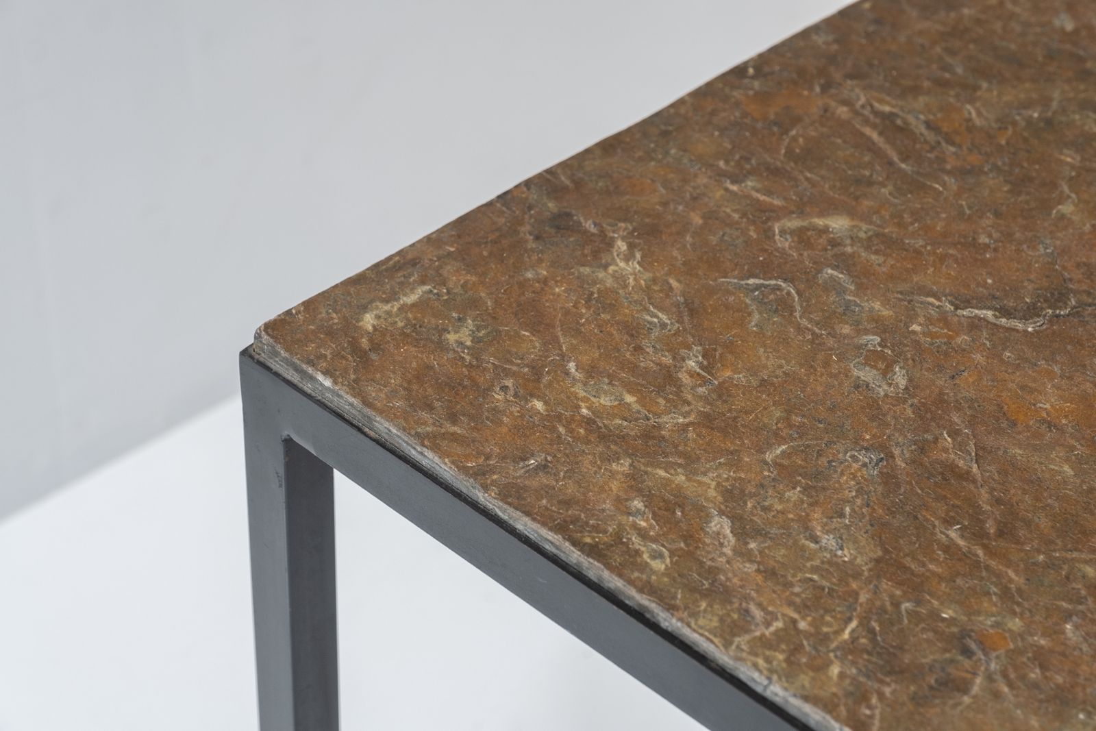 Set Of 2 Identical Square Slate Stone Coffee Table From The 1950’s. photo Furniture