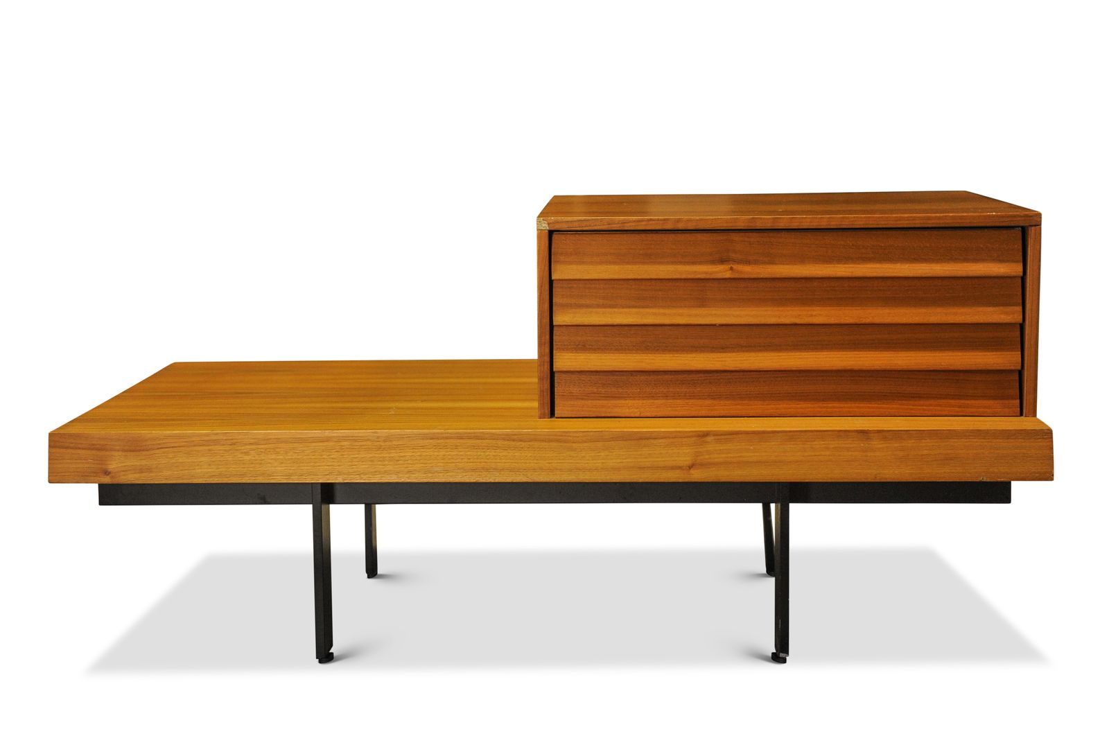 Pair Of Punt Mobles Side Tables With Louvre Effect Drawers Upon Metal Bases Made In Spain Ol photo furniture