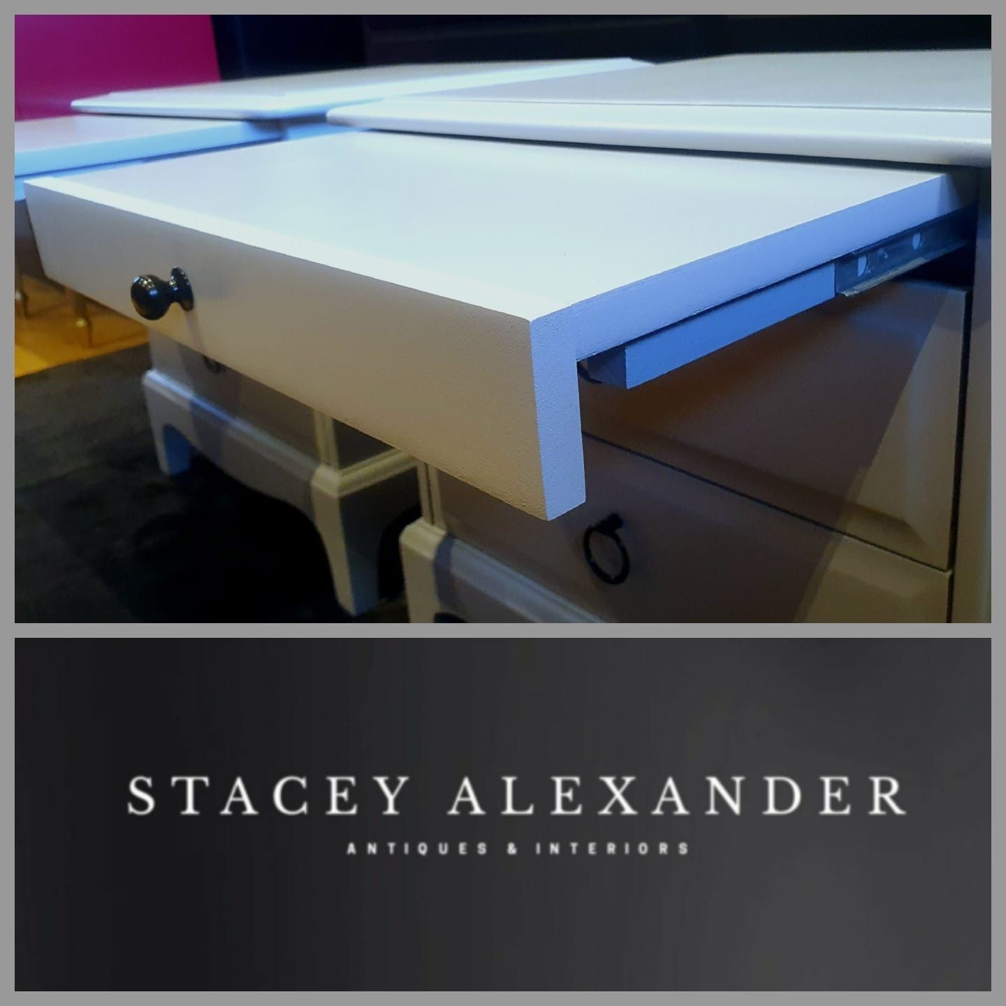 Stag Minstrel 2. Drawer Bedside Tables With Pullout Shelf photo for sale