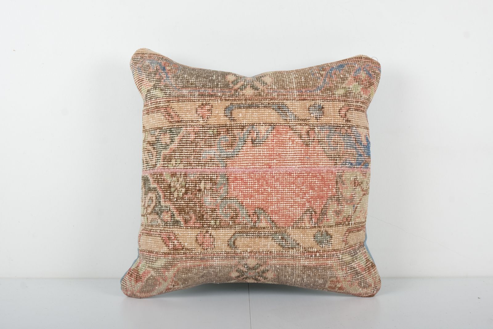 Anatolian Geometric Carpet Pillow Cover, Handknotted Wool Handmade Turkish Cover