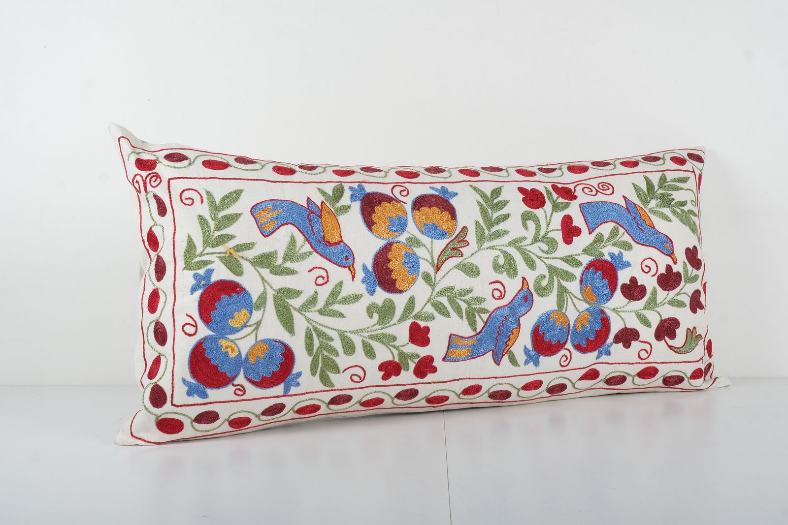 Vintage Oversize Suzani Pillow Cover, Animal Garden Uzbek Decorative Pillow, Tree Of Life Pattern Pillow Case photo for sale