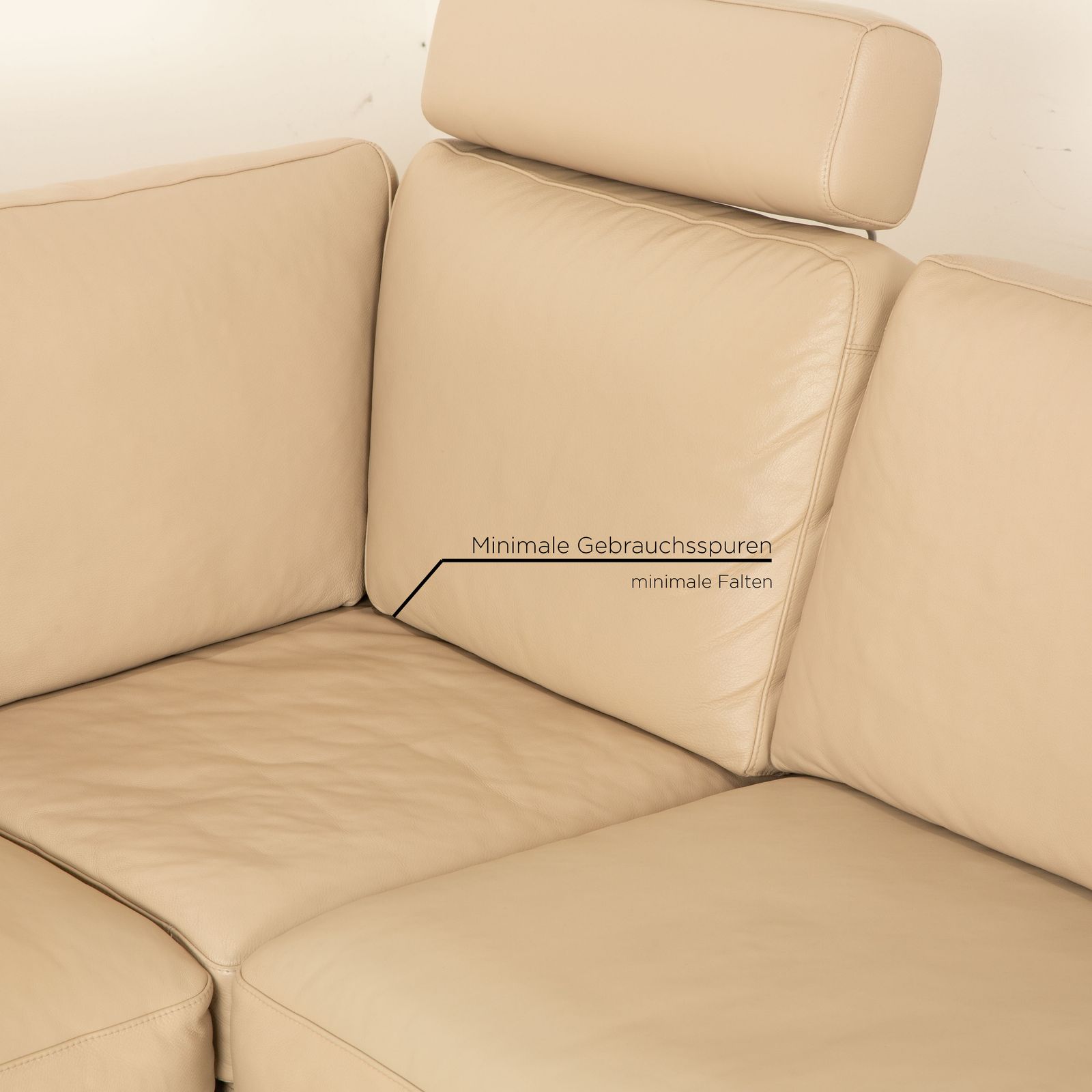 Canapé d'angle Machalke System Plus en cuir beige, récamière droite photo Mobilier