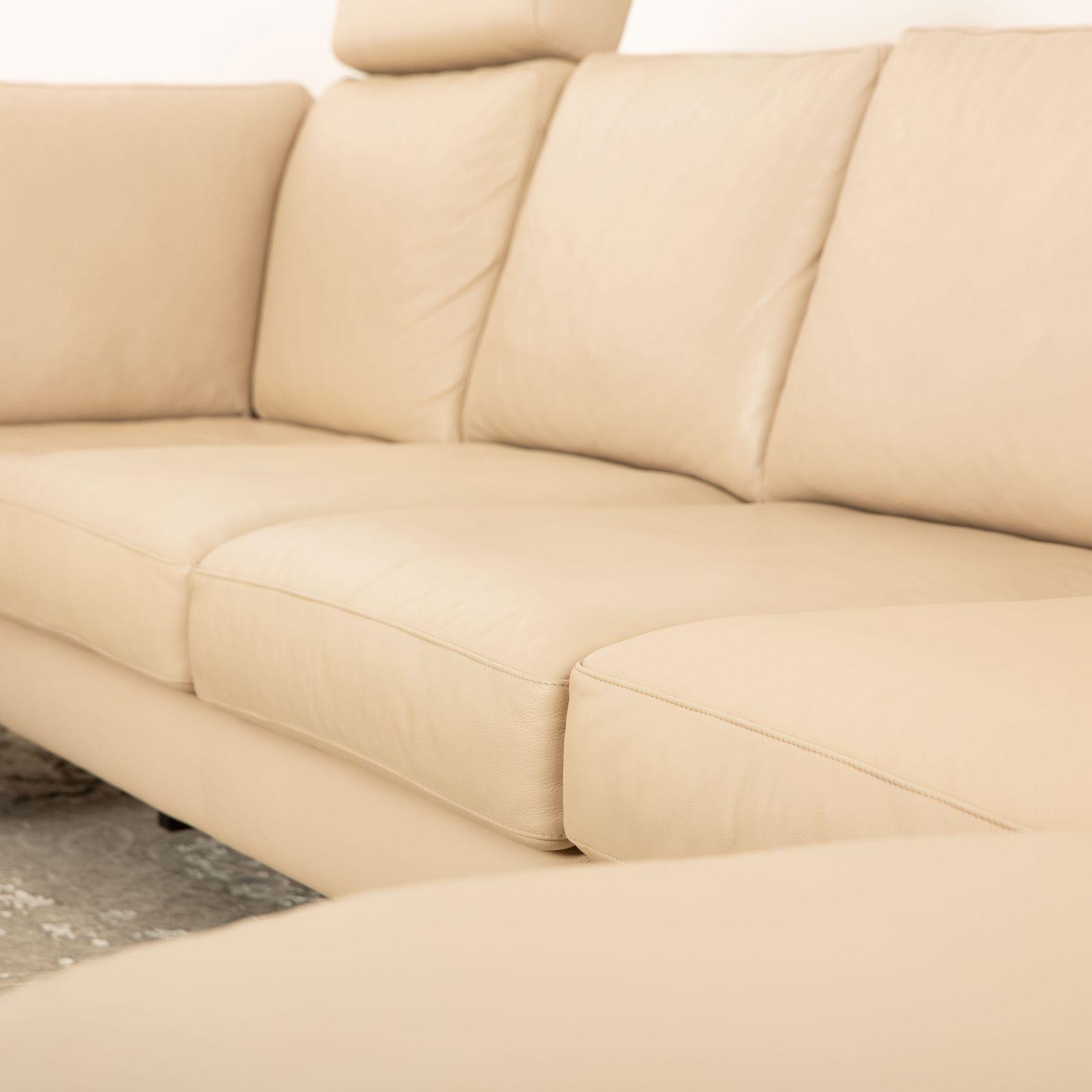 Canapé d'angle Machalke System Plus en cuir beige, récamière droite photo 5477.0