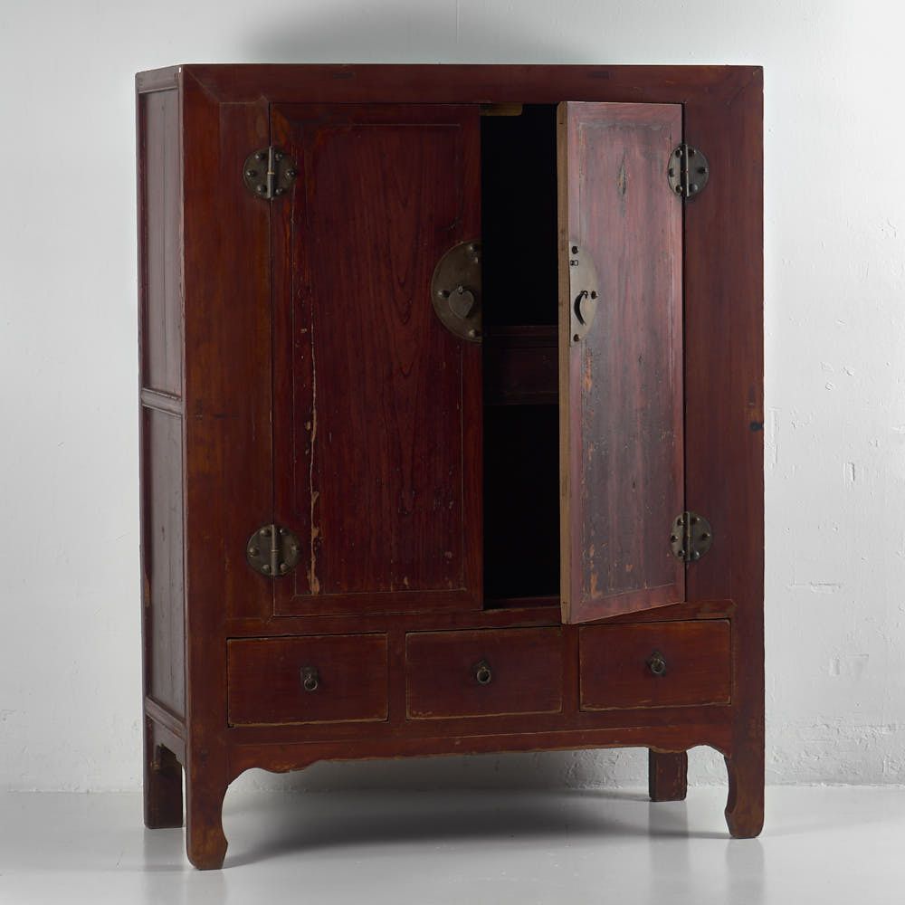 Antique Burgundy Red Wardrobe (China, C.1900) photo Furniture