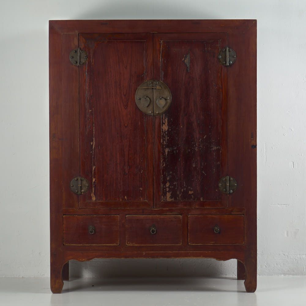 Antique Burgundy Red Wardrobe (China, C.1900) photo buy