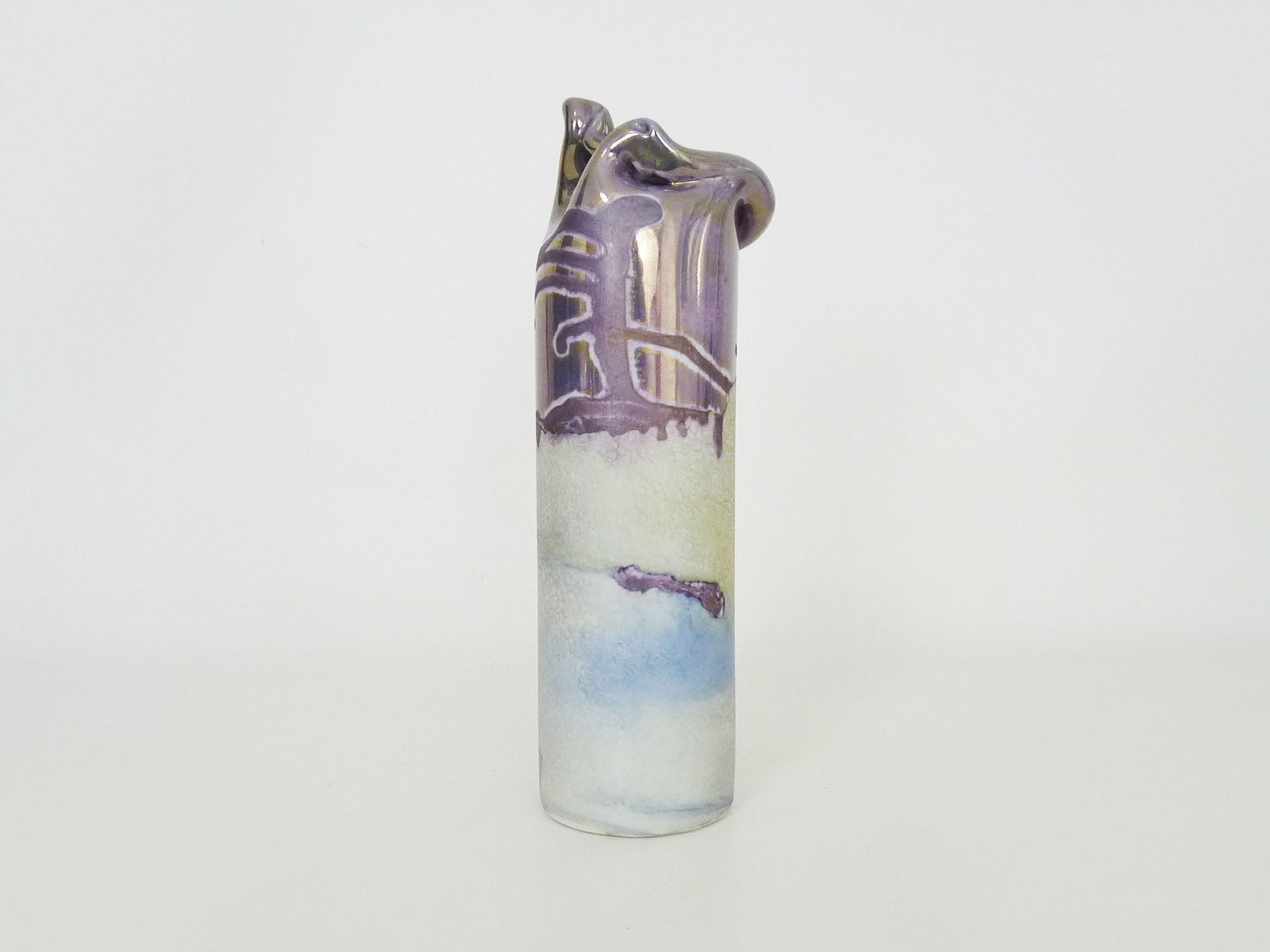 Joseph Bougère Iridescent Purple Pink Ceramic Vase Signed Jb 1989 photo 173.0