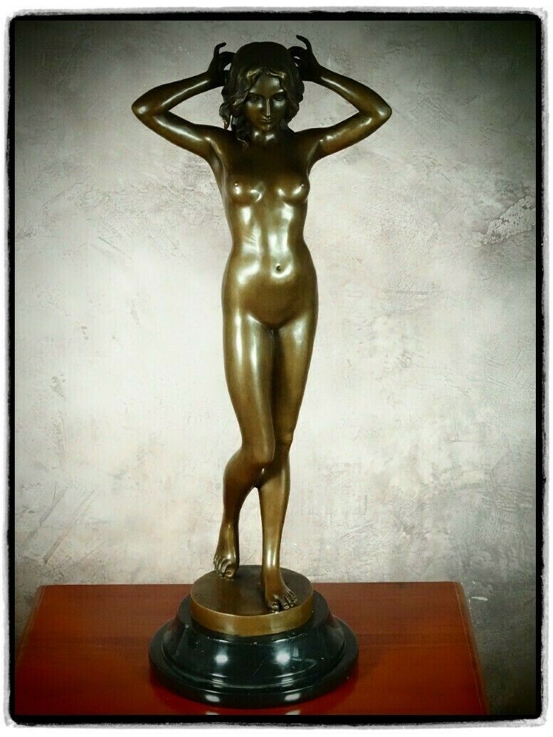 Art Deco Style The Awakening Dancer Bronze Sculpture On Marble Base, Dancing Woman, Signed, Gift Idea photo furniture