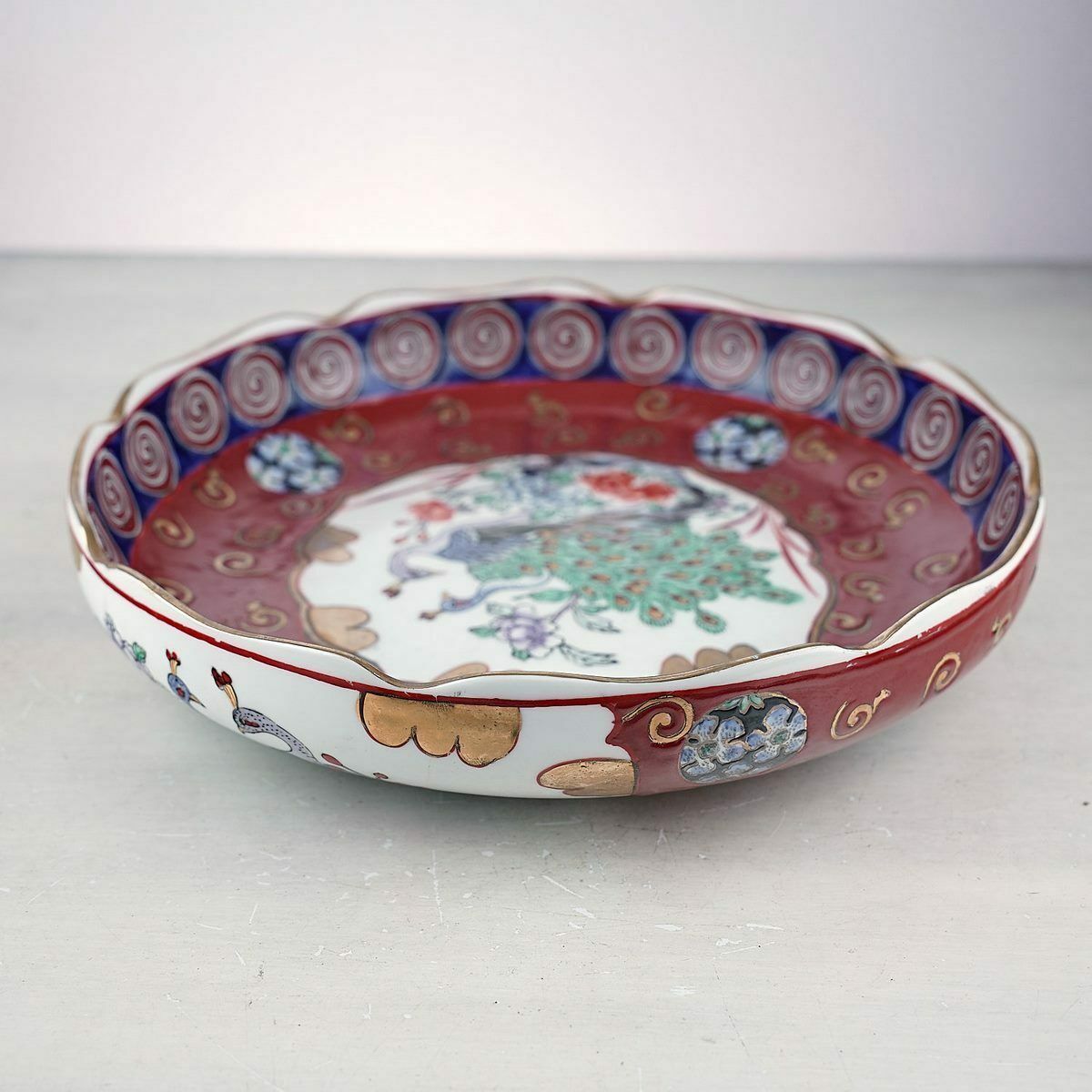 Chinese Table Centerpiece Bowl, Peacock