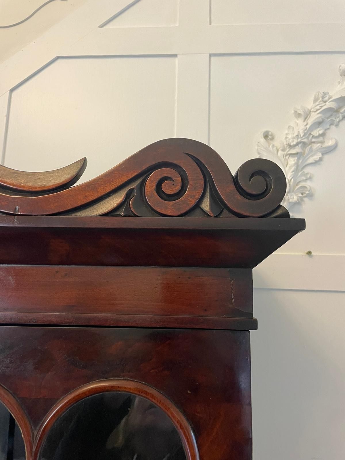 Small Antique Quality Figured Mahogany Secretaire Bookcase photo for sale