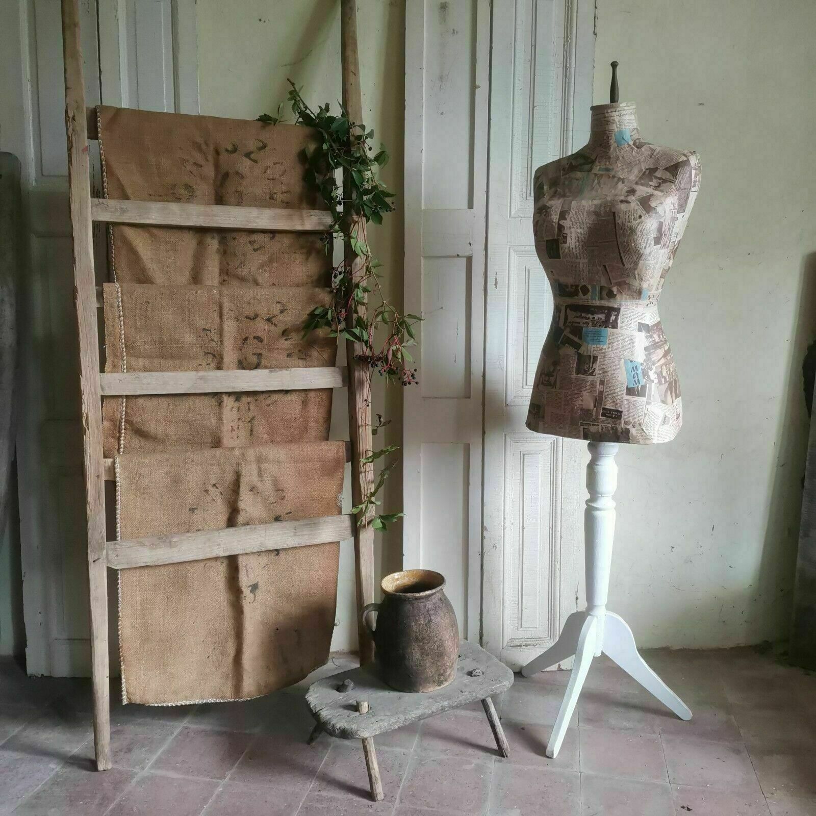 Antique Barn Hay Ladder, Wooden 1900s Rare Design, Solid And Robust. Beautiful photo furniture