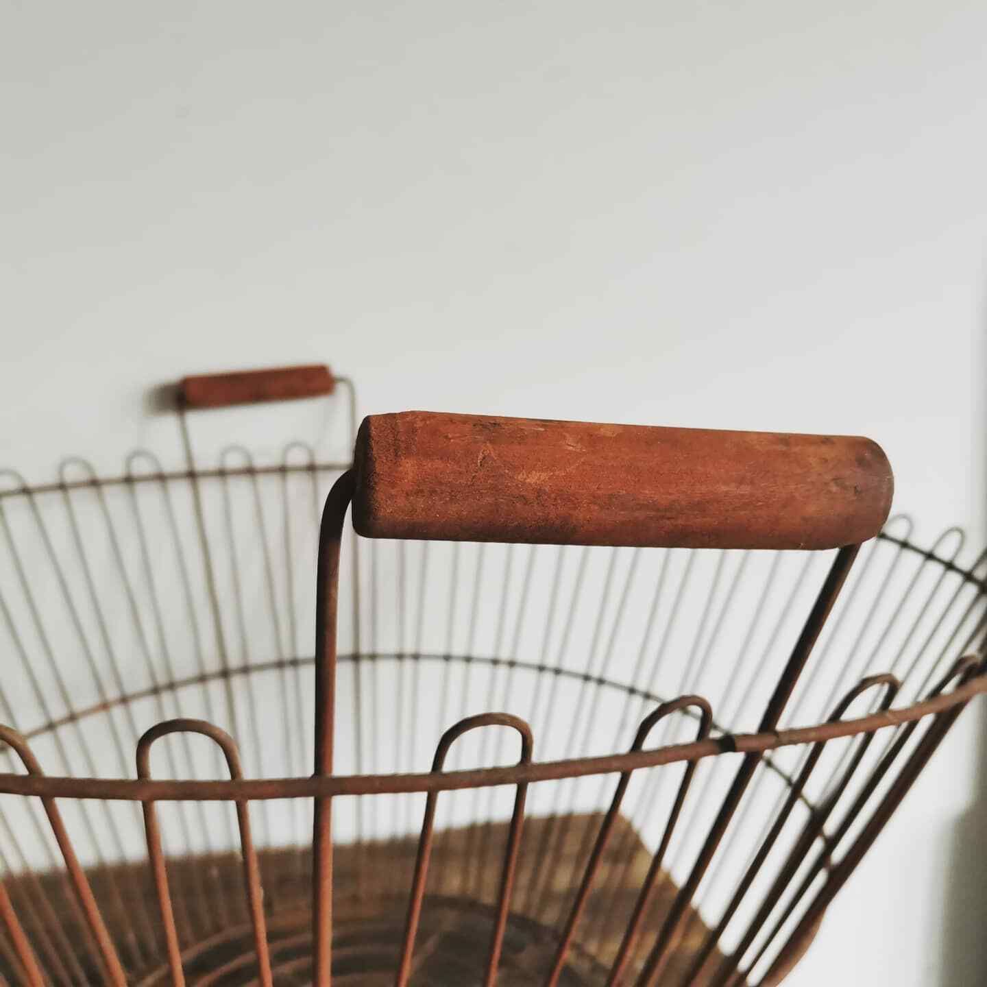 Delightful Big Old Apple Harvesting Metal Basket. Log Carrier, Bin Etc photo furniture