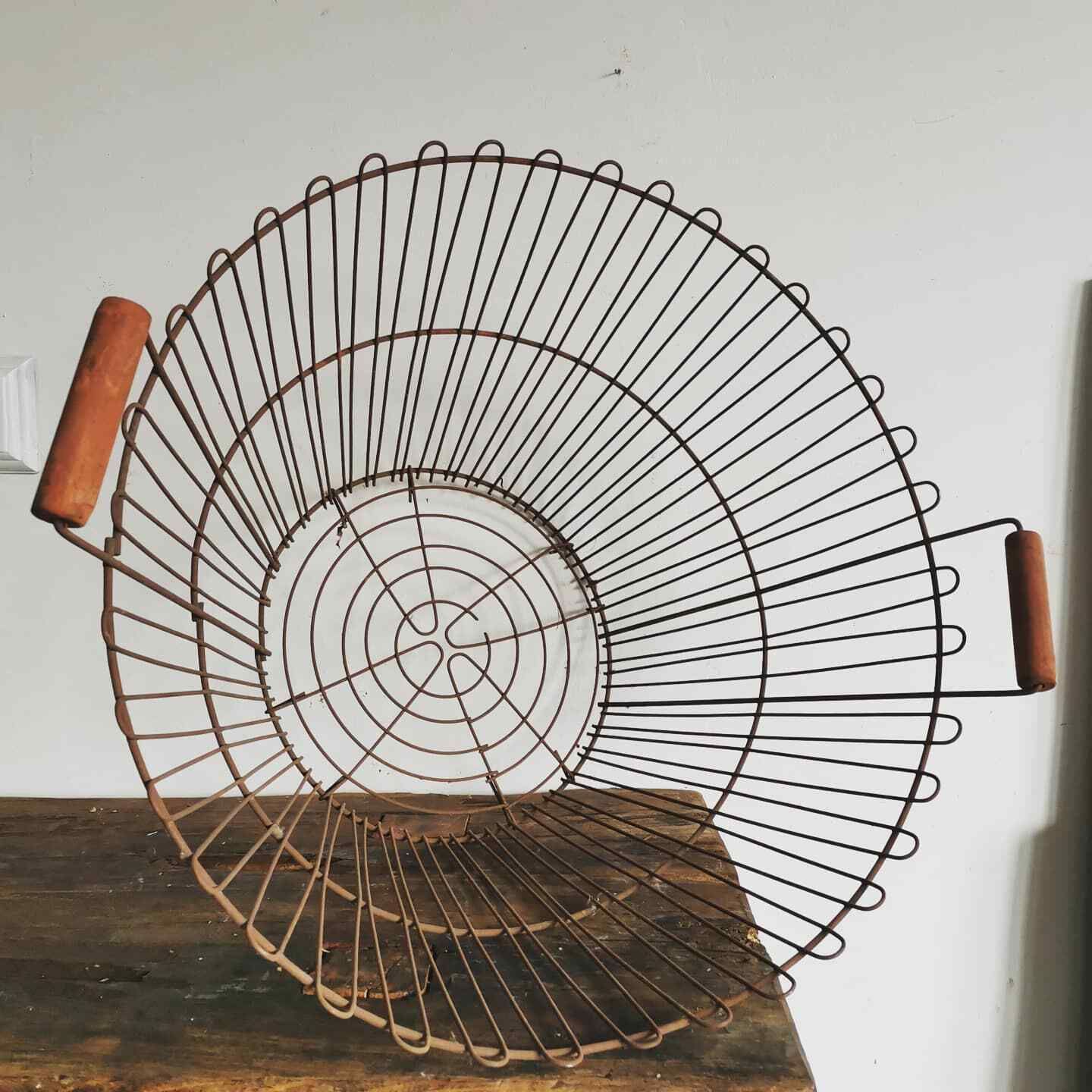 Delightful Big Old Apple Harvesting Metal Basket. Log Carrier, Bin Etc photo Home Decor