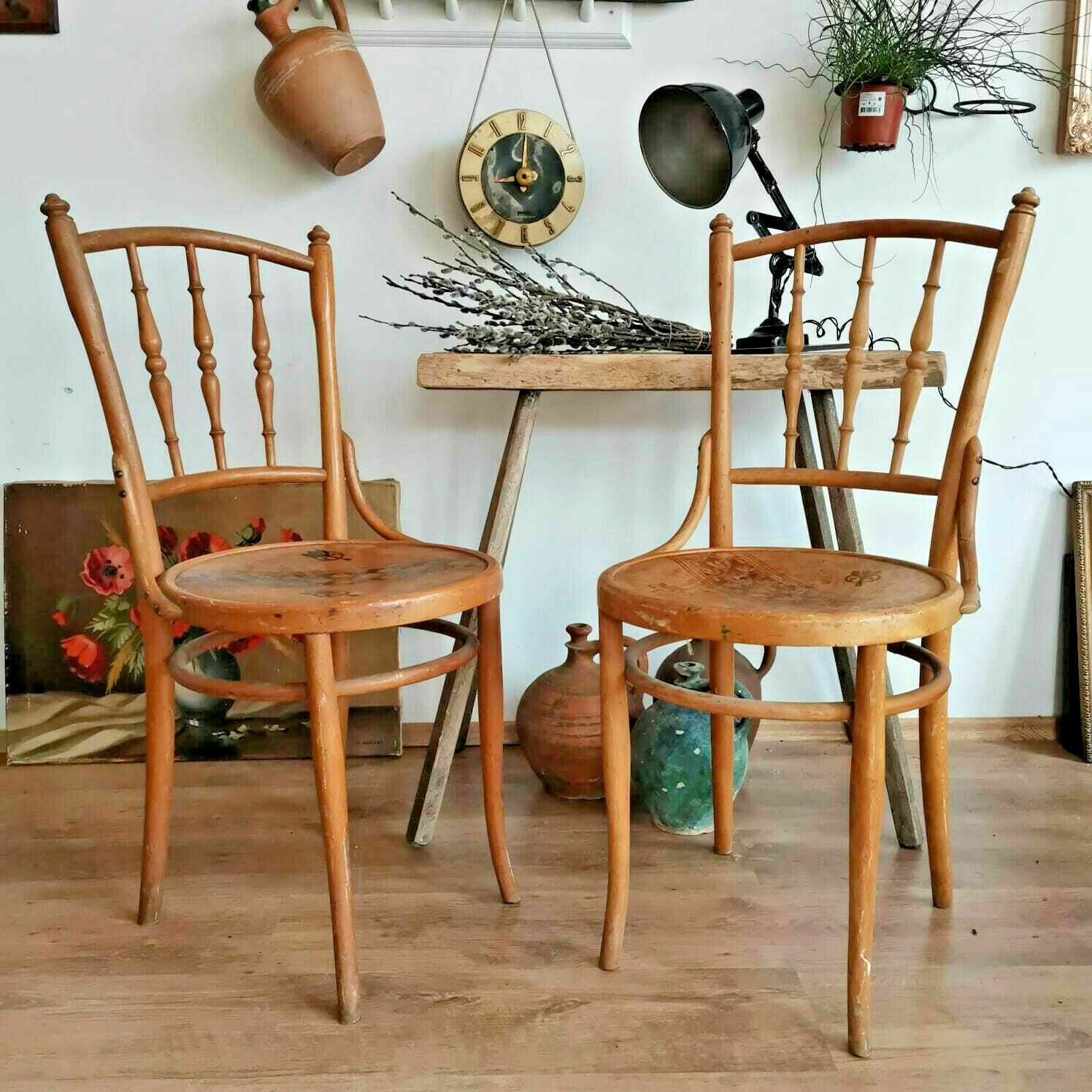 Rare Josip Povischil Bentwood Dining Chairs With Decorative Details, Set Of Two