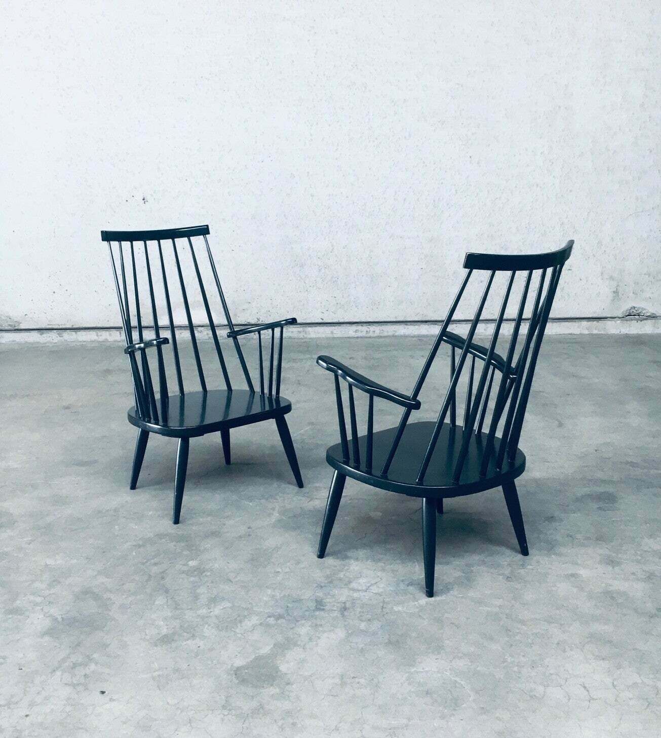 Scandinavian Design Spindle Back Lounge Chair Set, Denmark 1960's photo Furniture