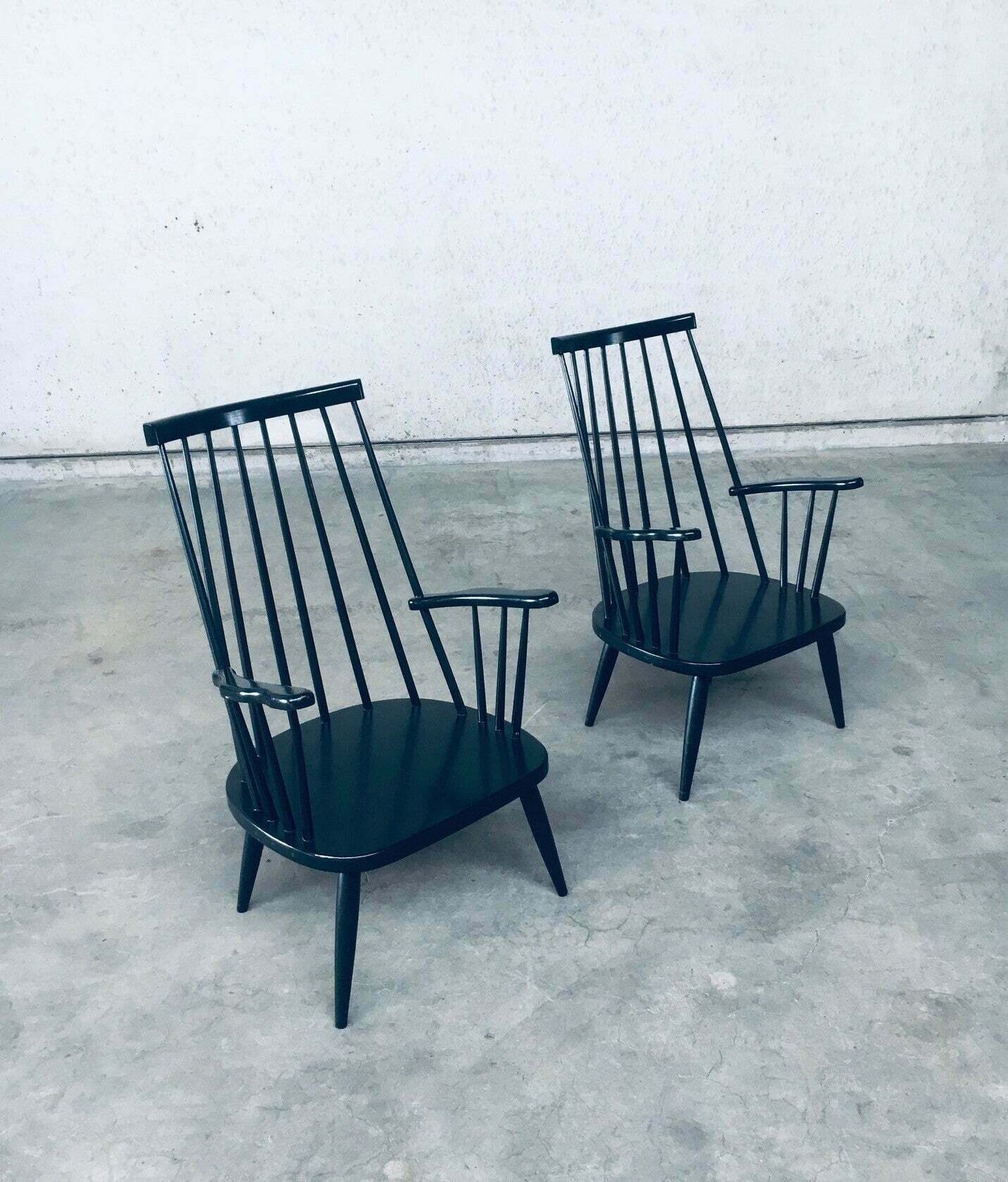 Scandinavian Design Spindle Back Lounge Chair Set, Denmark 1960's photo buy