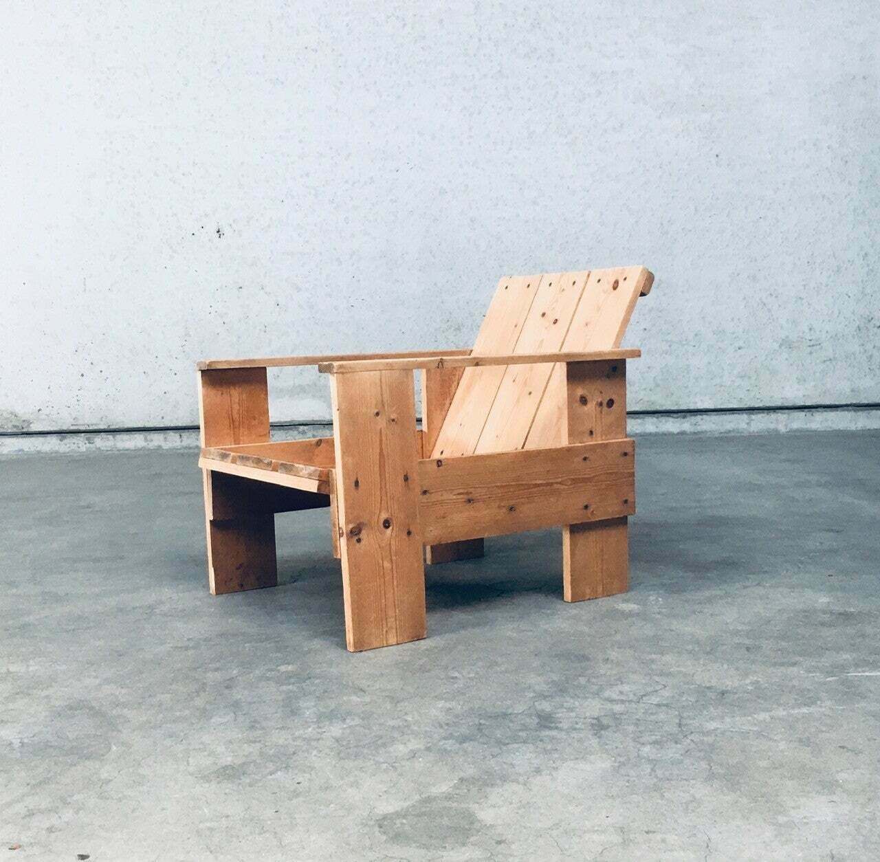 De Stijl Movement Dutch Design Pine Crate Chair By Gerrit Rietveld photo buy