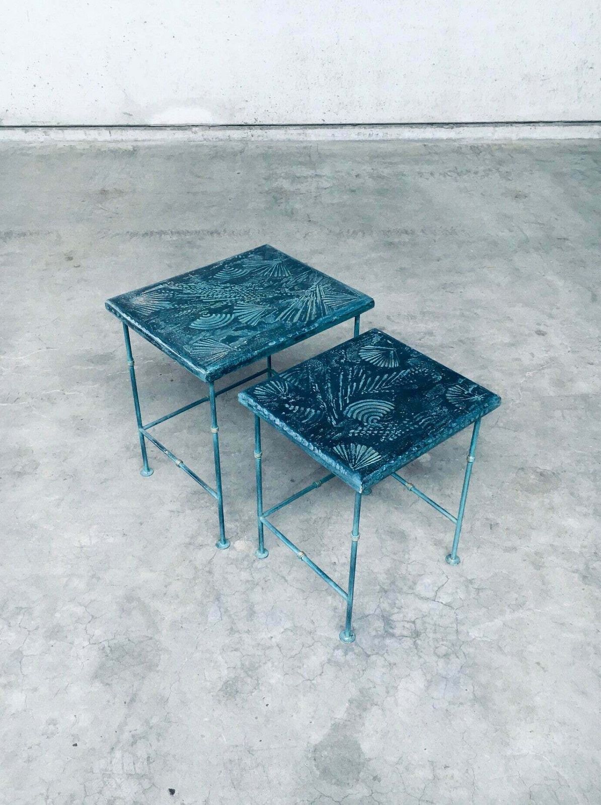 photo for sale Postmodern Design Handgemaakt Bijzettafelset Van J. Berdou, Frankrijk, Jaren 1980
