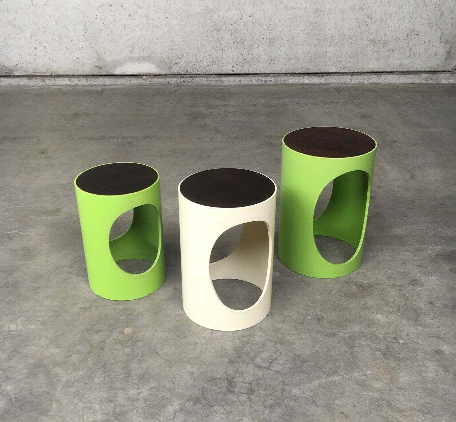 Space Age Mid Century Modern Design Bijzettafelset Van Opal, Duitsland, Ca. Jaren 1960 photo vintage