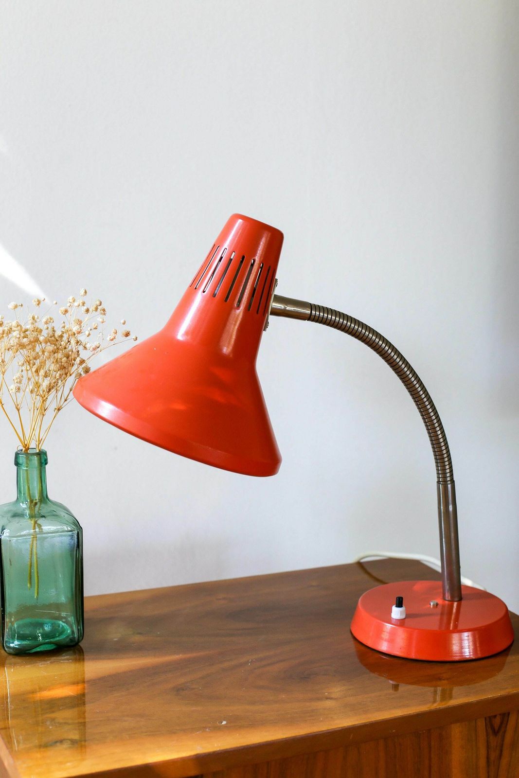 Orange Vintage Industrial Gooseneck Desk Lamp Made In Yugoslavia / Vintage Table Lamp / 70s Yugoslavia / Retro Office Lamp photo for sale