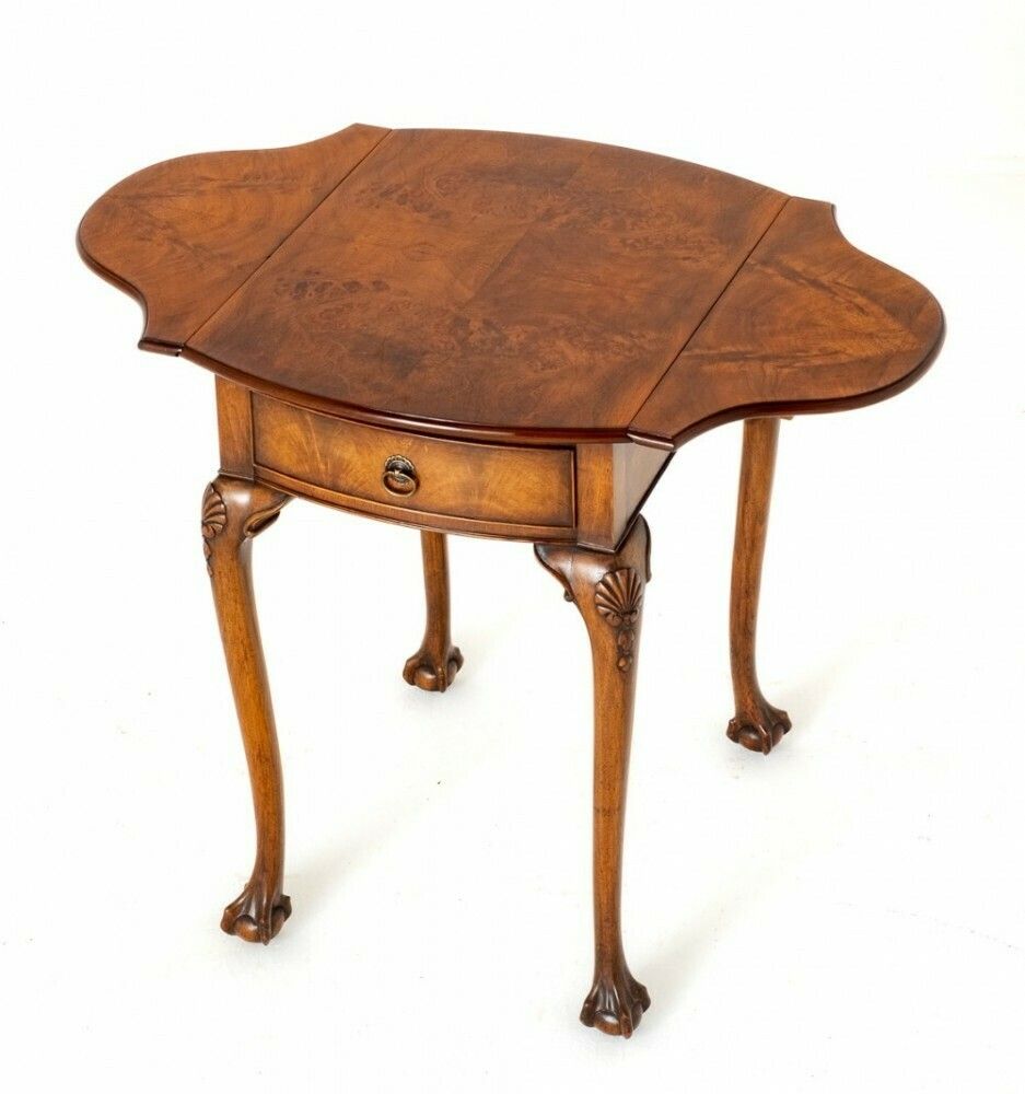 Queen Anne Revival Side Table Occasional Walnut photo vinterior