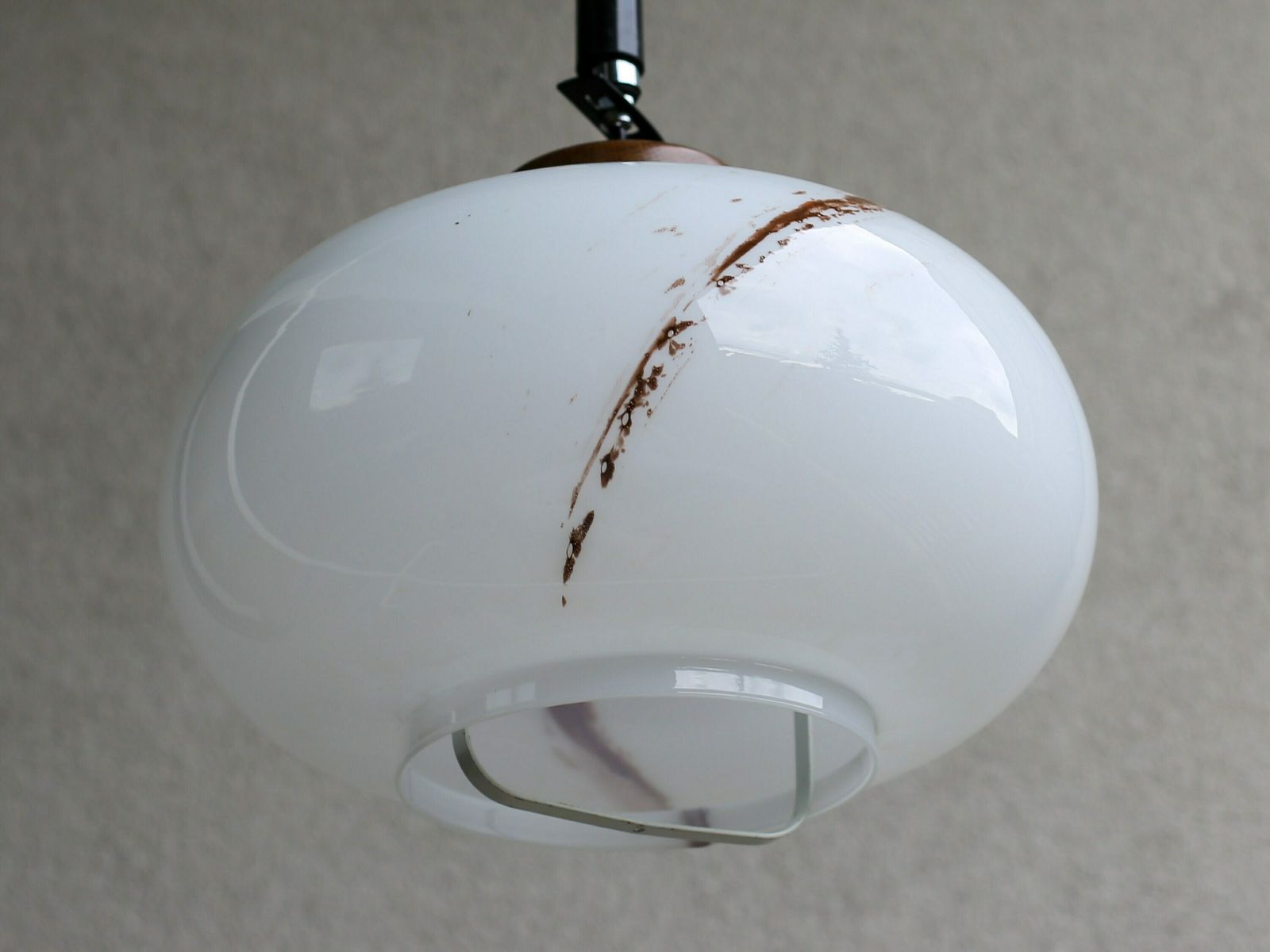 Vintage Glass Pendant Lamp Made In Yugoslavia / Mid Century Modern Pendant Lamp / Adjustable Ceiling Hanging Light / Mid Century Lighting photo furniture