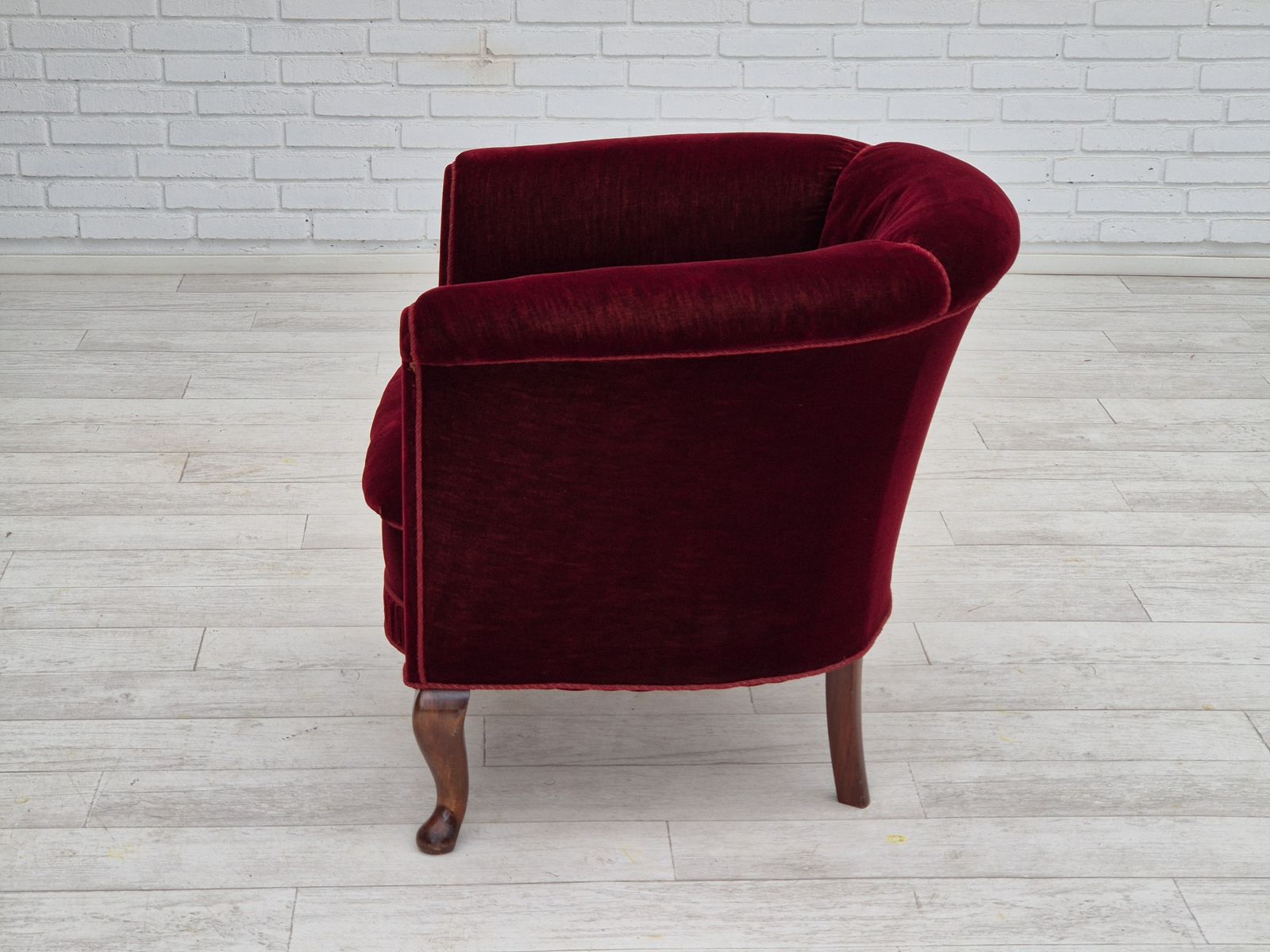 1050.0 1960s, Danish Lounge Chair, Furniture Velour, Original Condition, Beech Wood Legs. photo